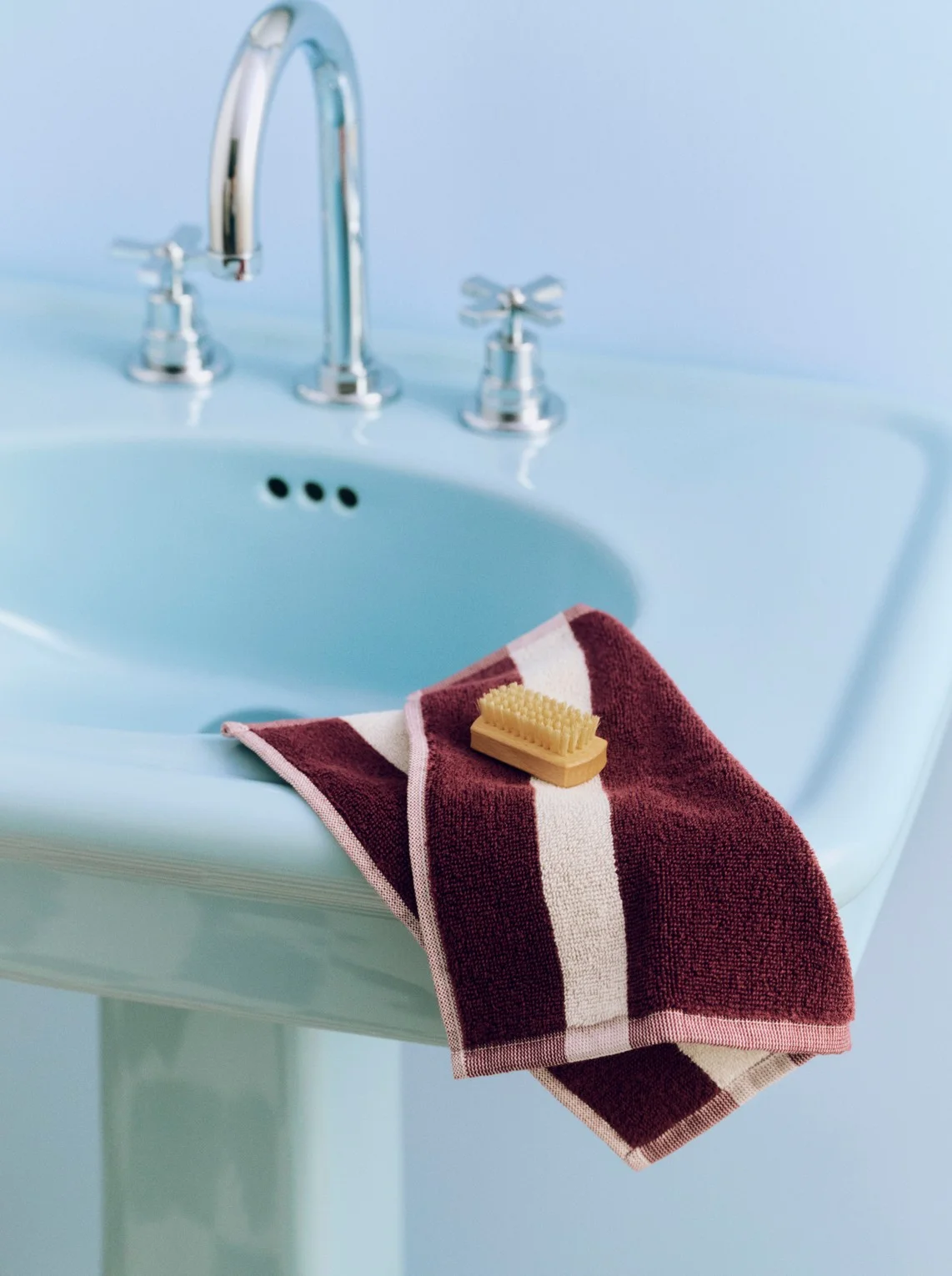 Stripe Wash Cloth Burgundy