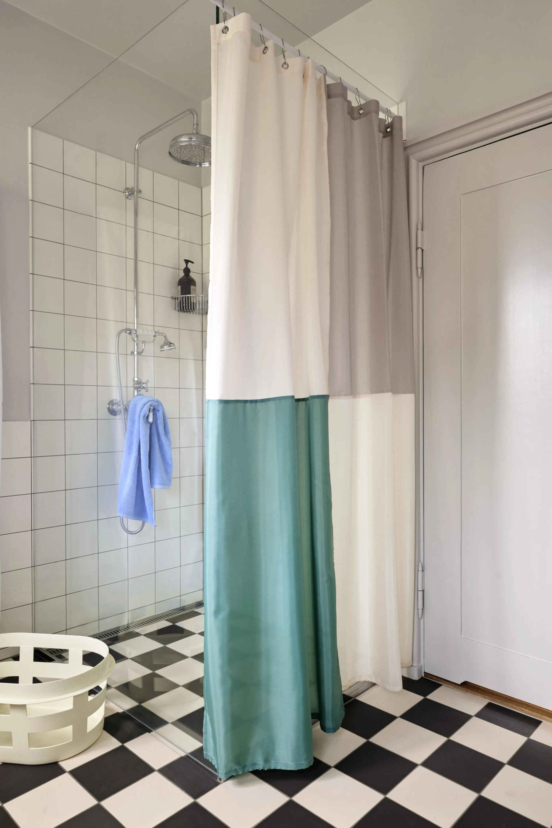 Check Shower Curtain Green