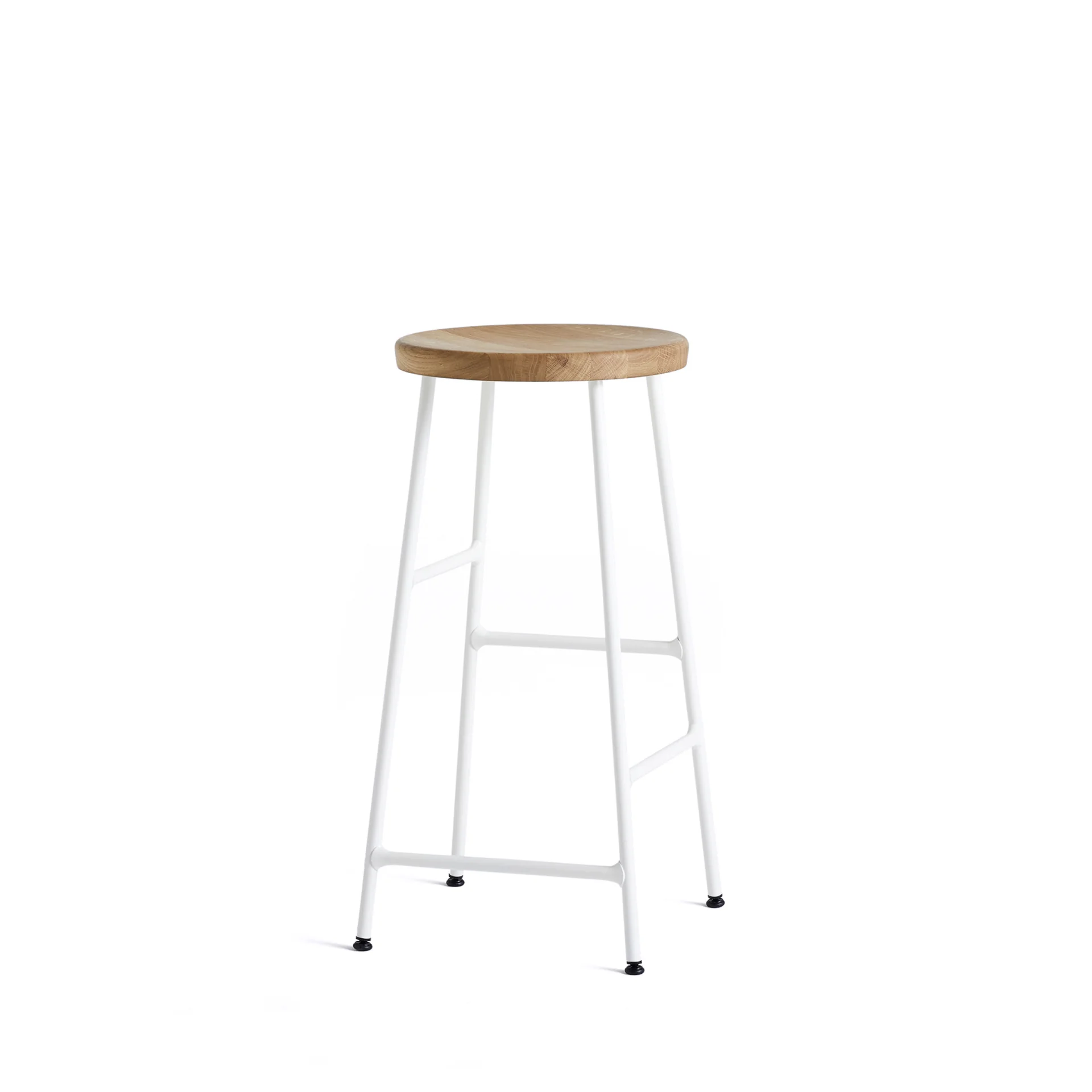Cornet Bar Stool 65H Cream White base Oak seat set of 2 OUTLET