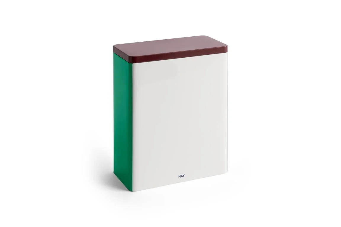 Tin Container X-Large Off-White, burgundy and green