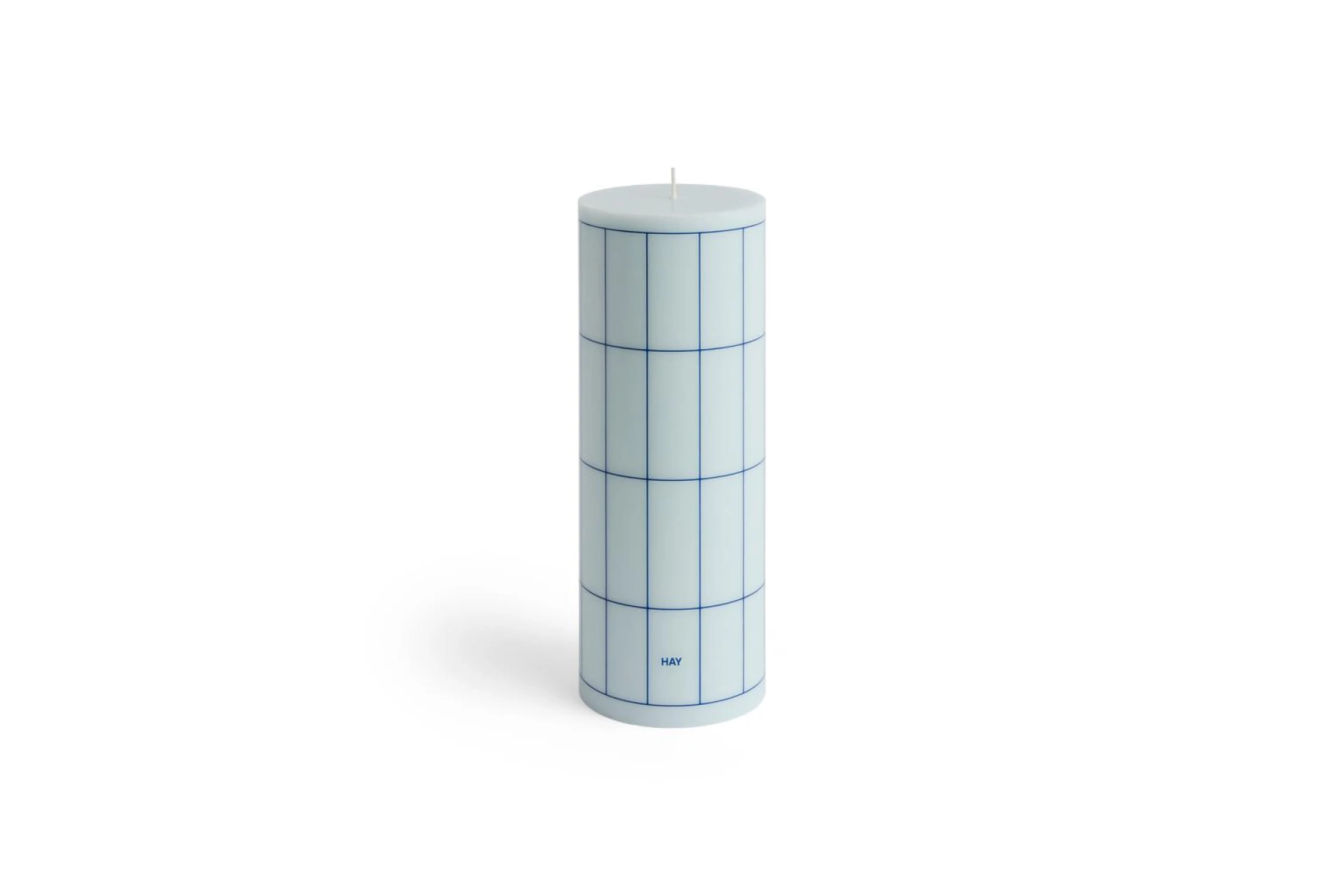 Column Candle Large Light blue with blue grid check