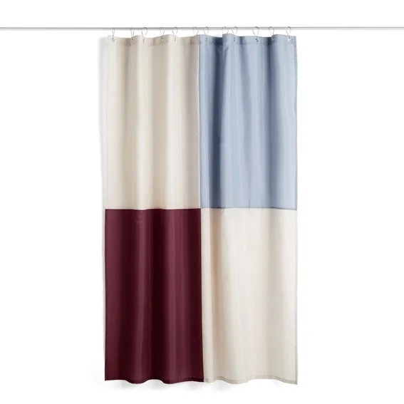 Check Shower Curtain Burgundy