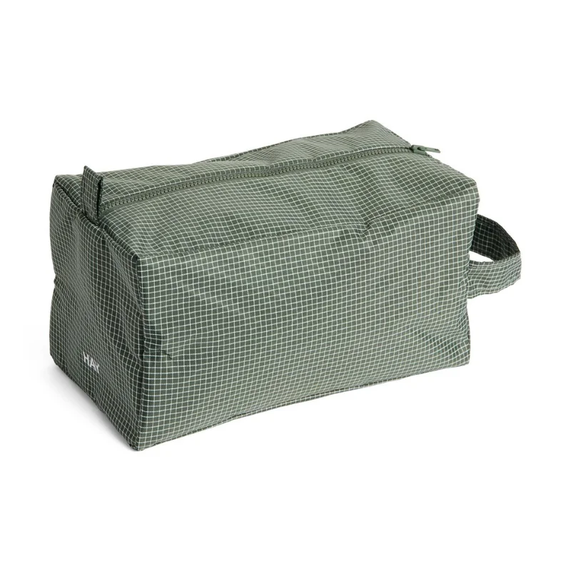 Grid Wash Bag Medium Dark green