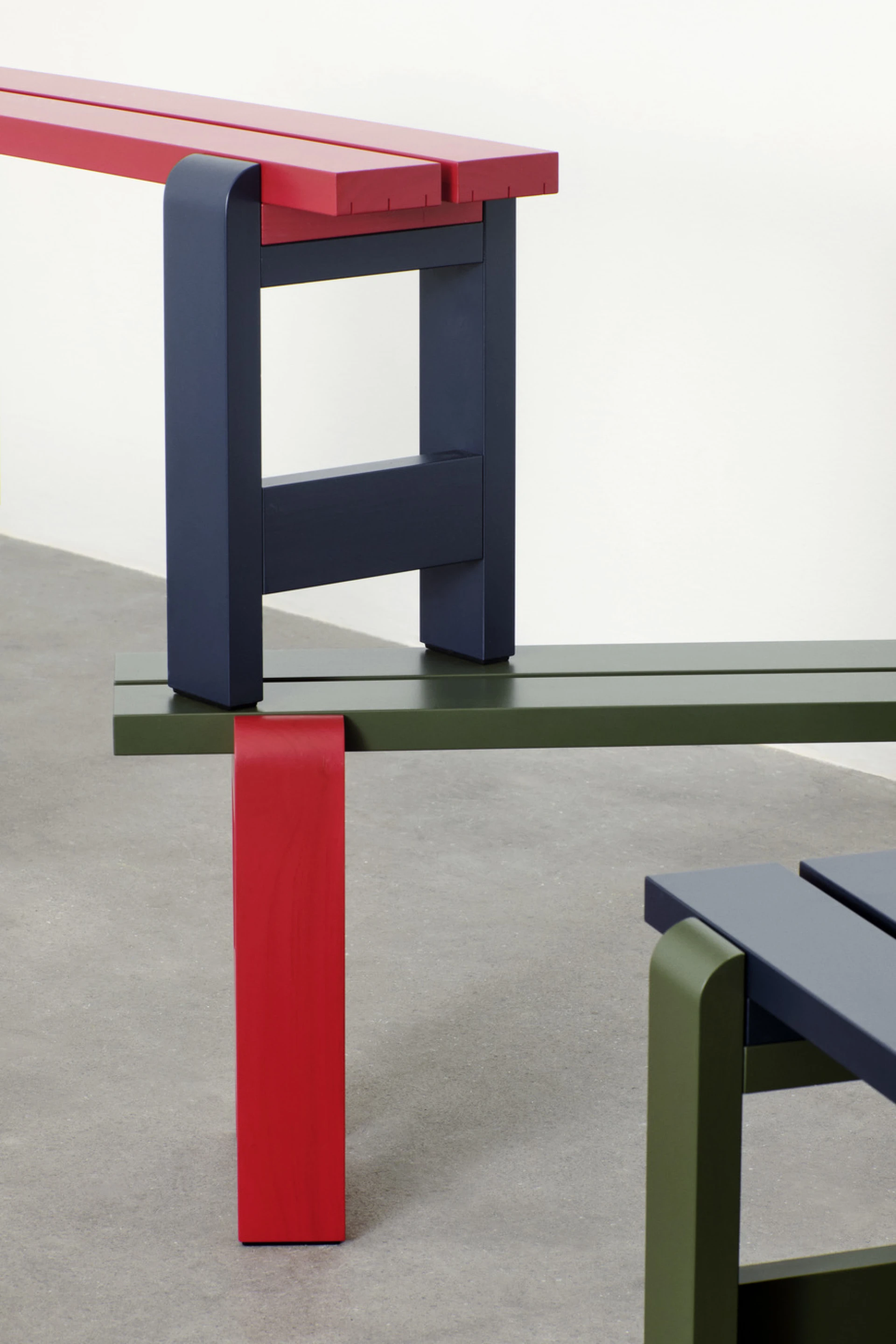 Weekday Bench Duo Wine red, Steel blue