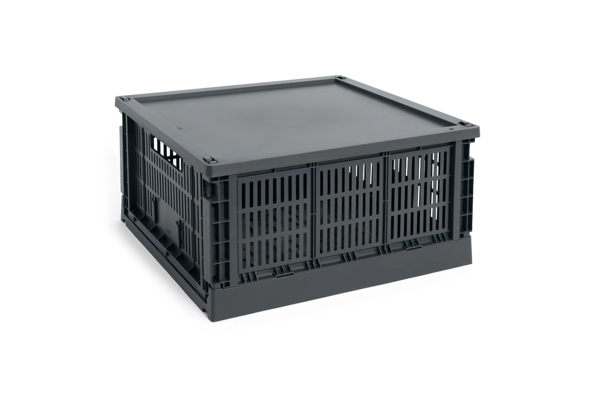 HAY Colour Crate Lid Plastic Large Square Charcoal