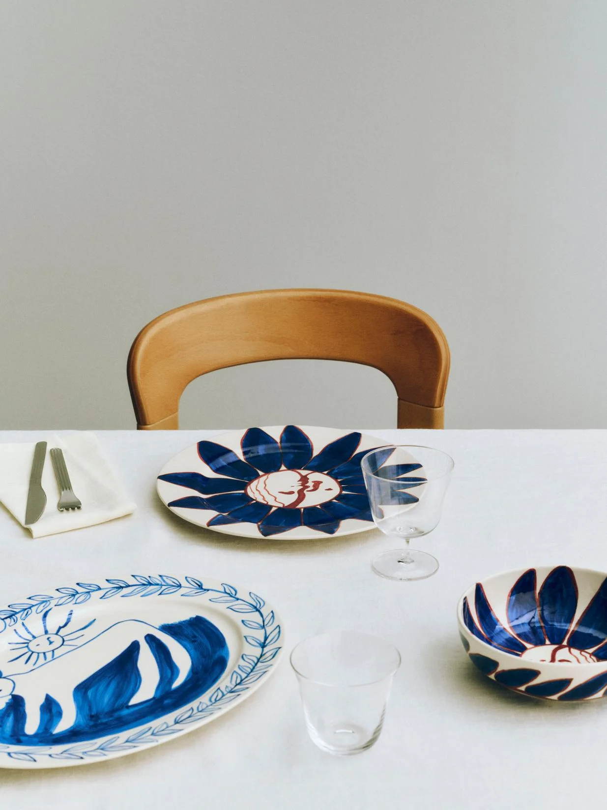 La Pittura Plate Ø28,5 Deep blue flower