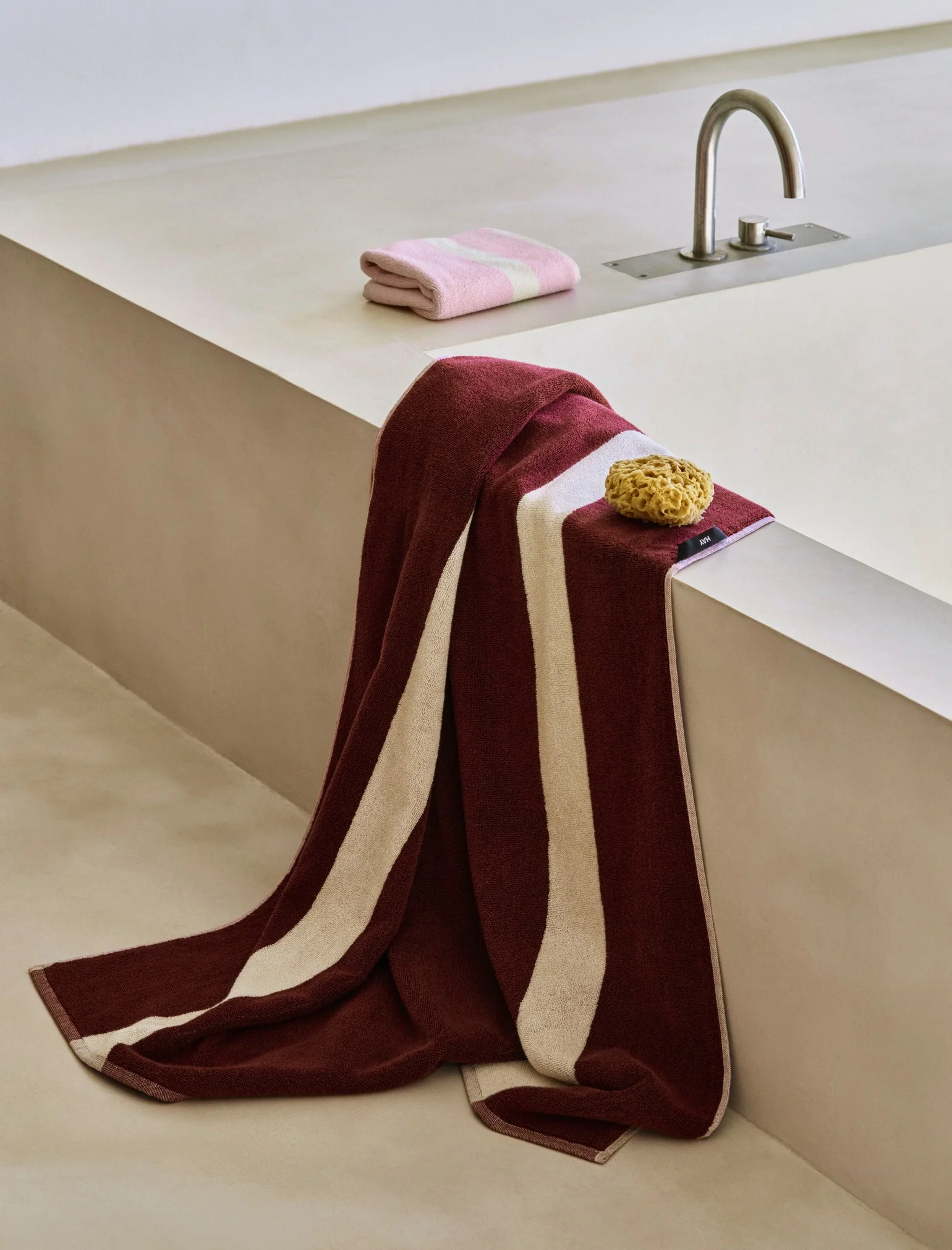 Stripe Bath Sheet Burgundy