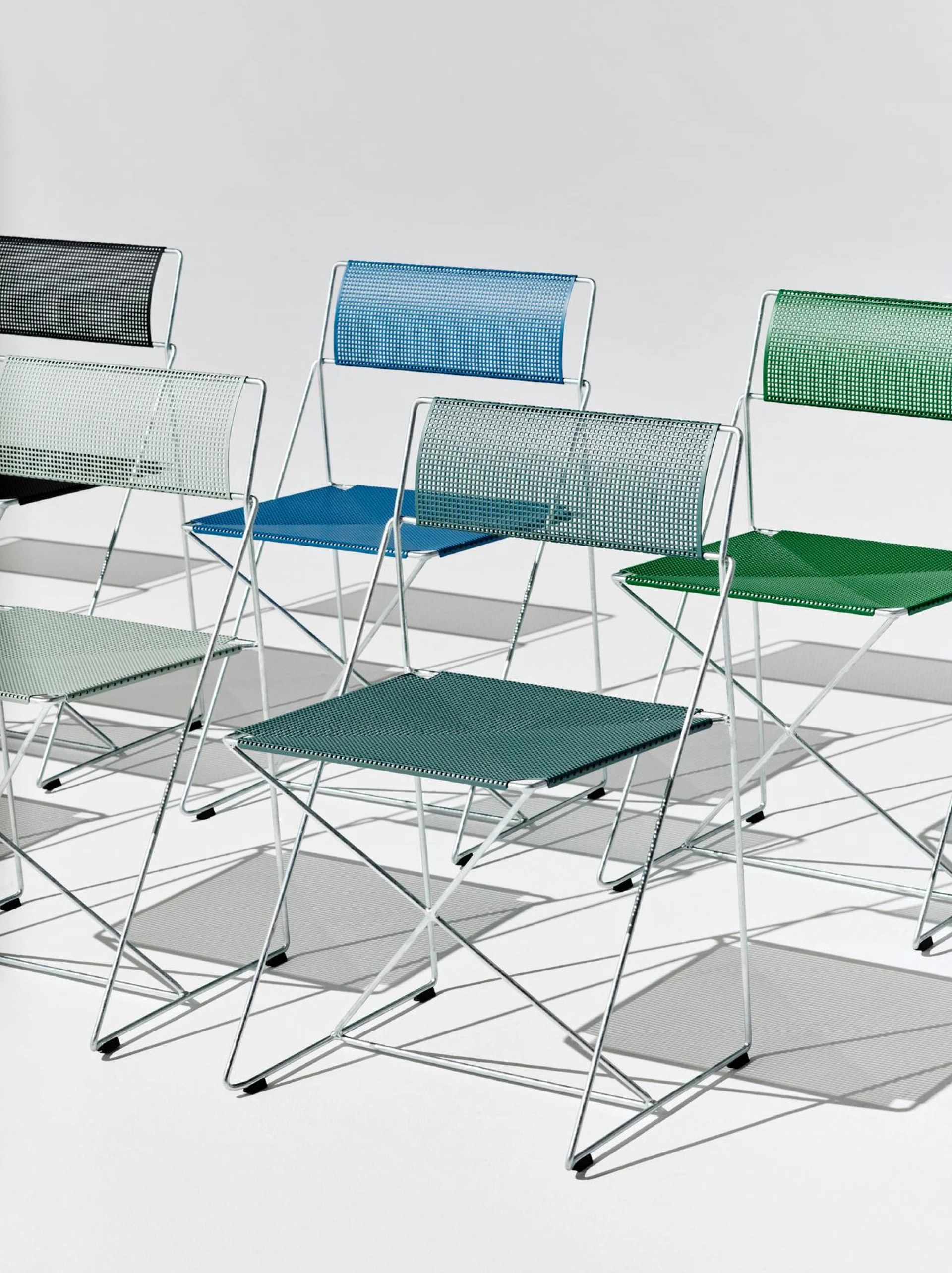 X-Line Chair Galvanised base - Powder blue powder coated seat/back