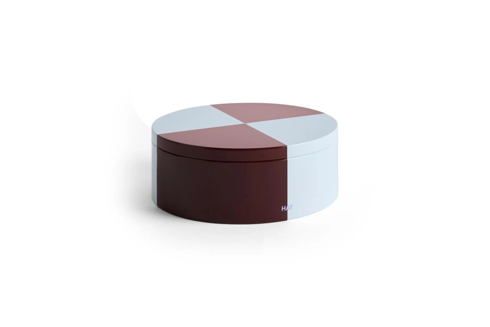 Tin Container Round Burgundy and ice blue
