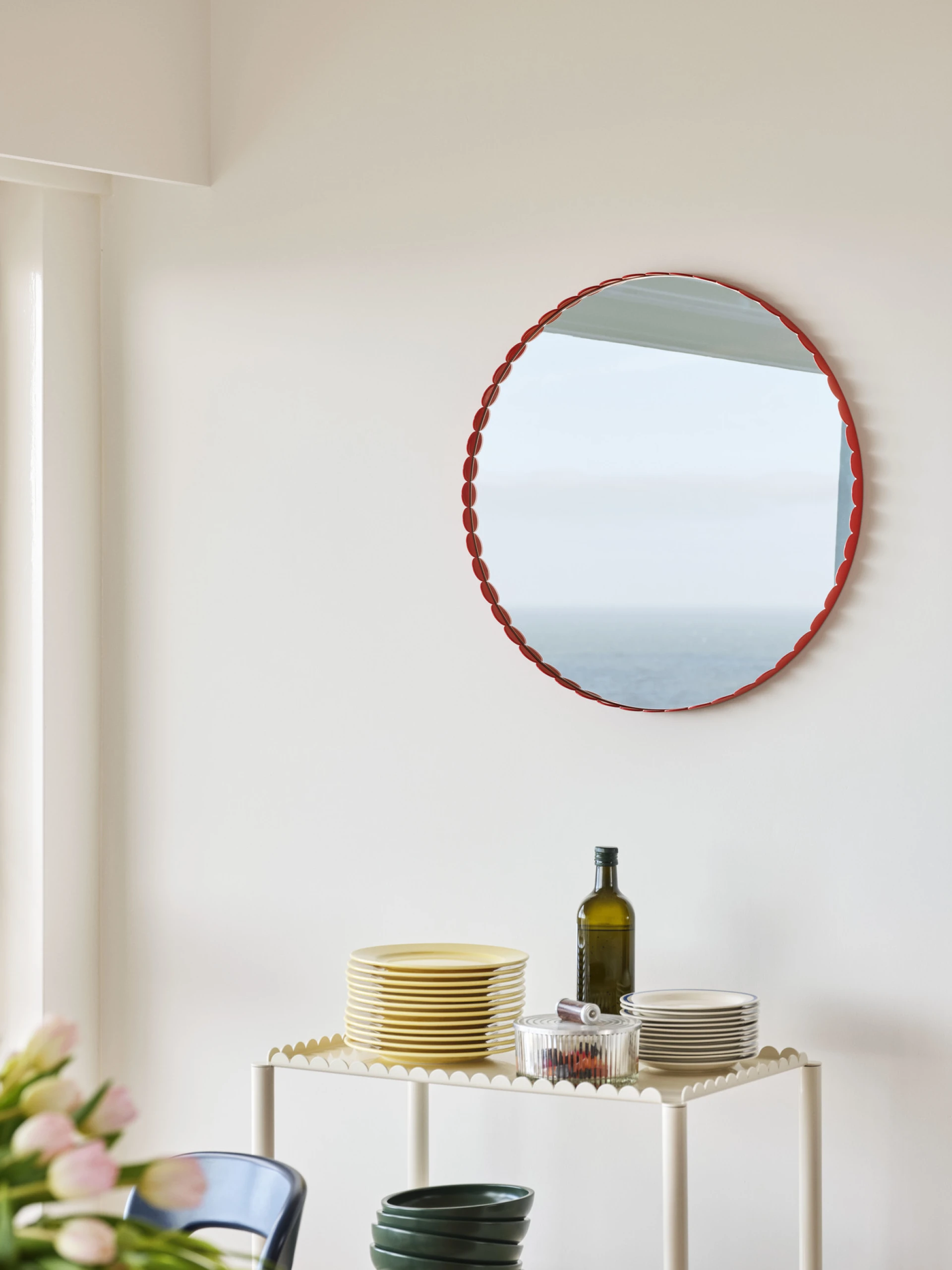 Arcs Mirror Round Red