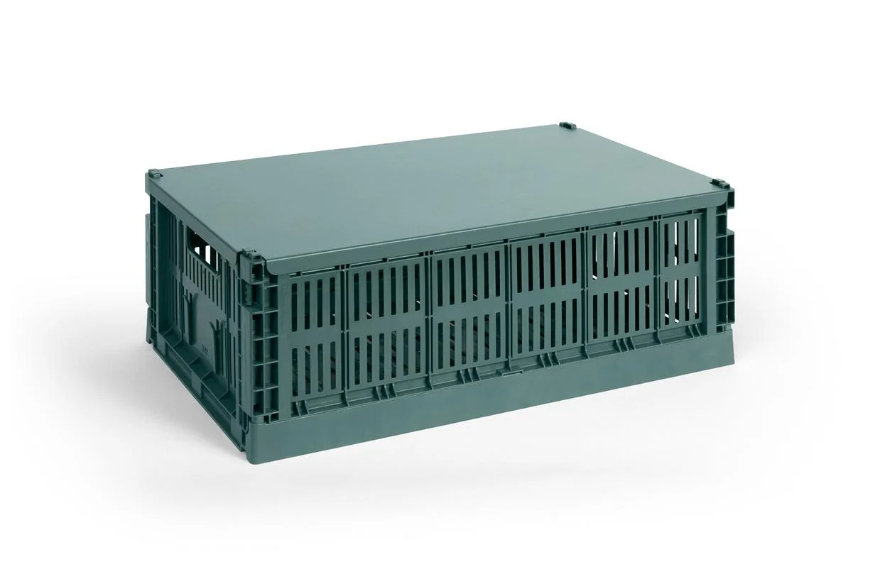 HAY Colour Crate Lid Metal Large Dark green