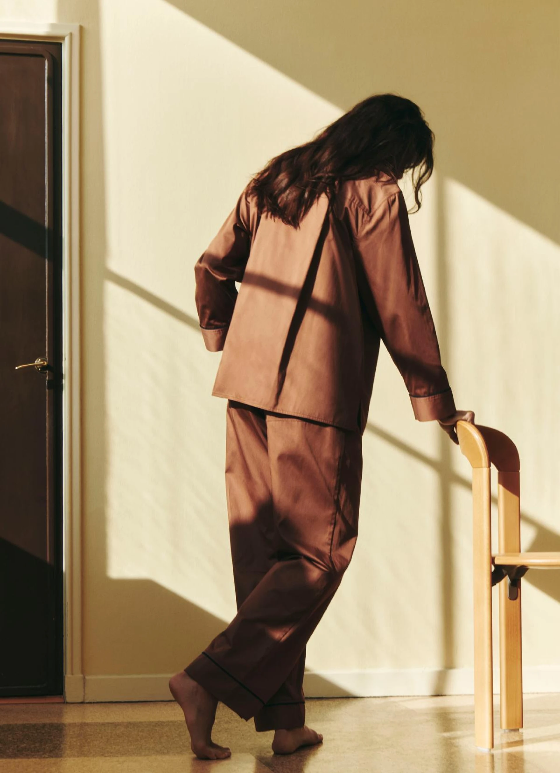 Outline Pyjama L/S Shirt XS/S Milk chocolate