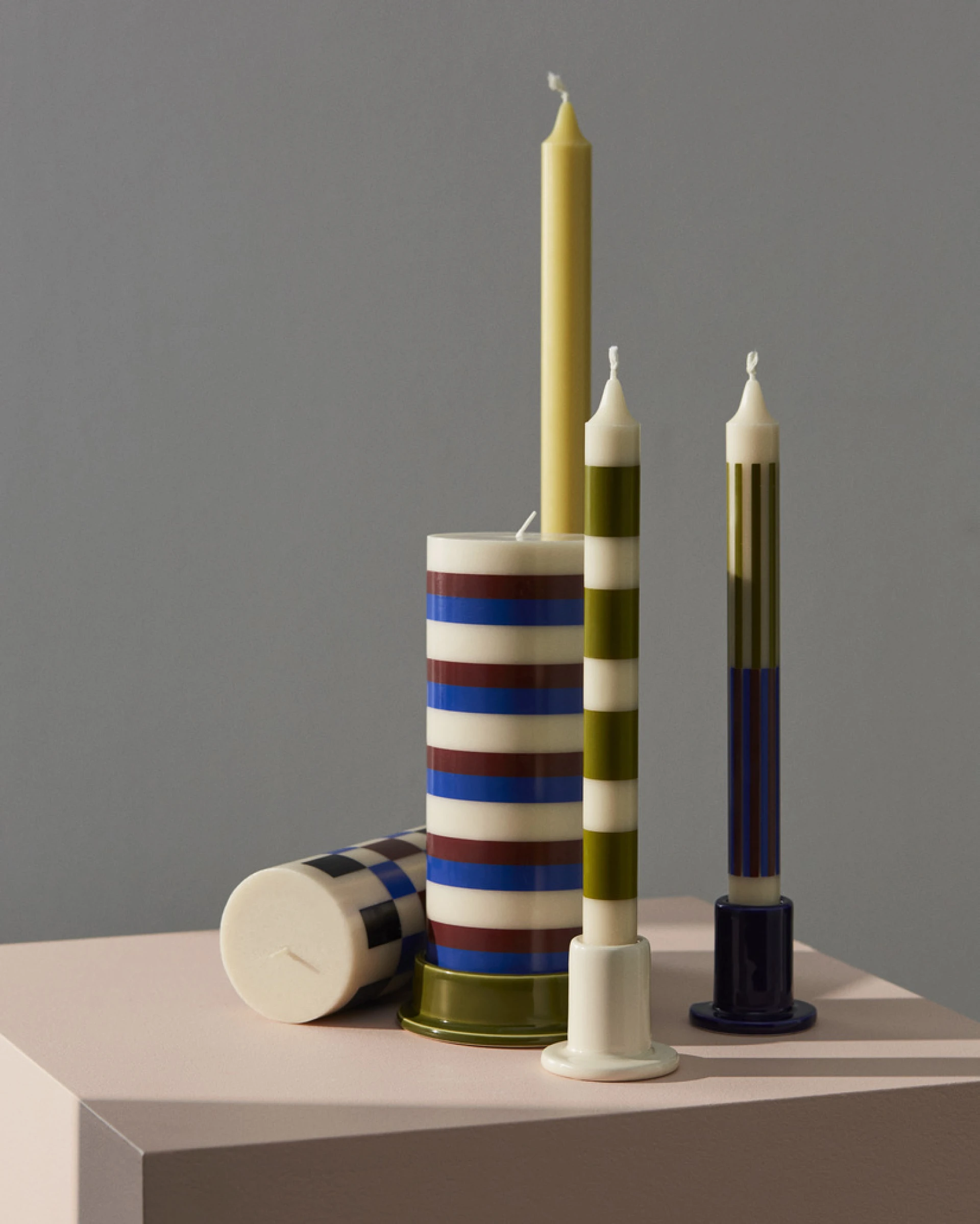 Column Candle Small Green and brown
