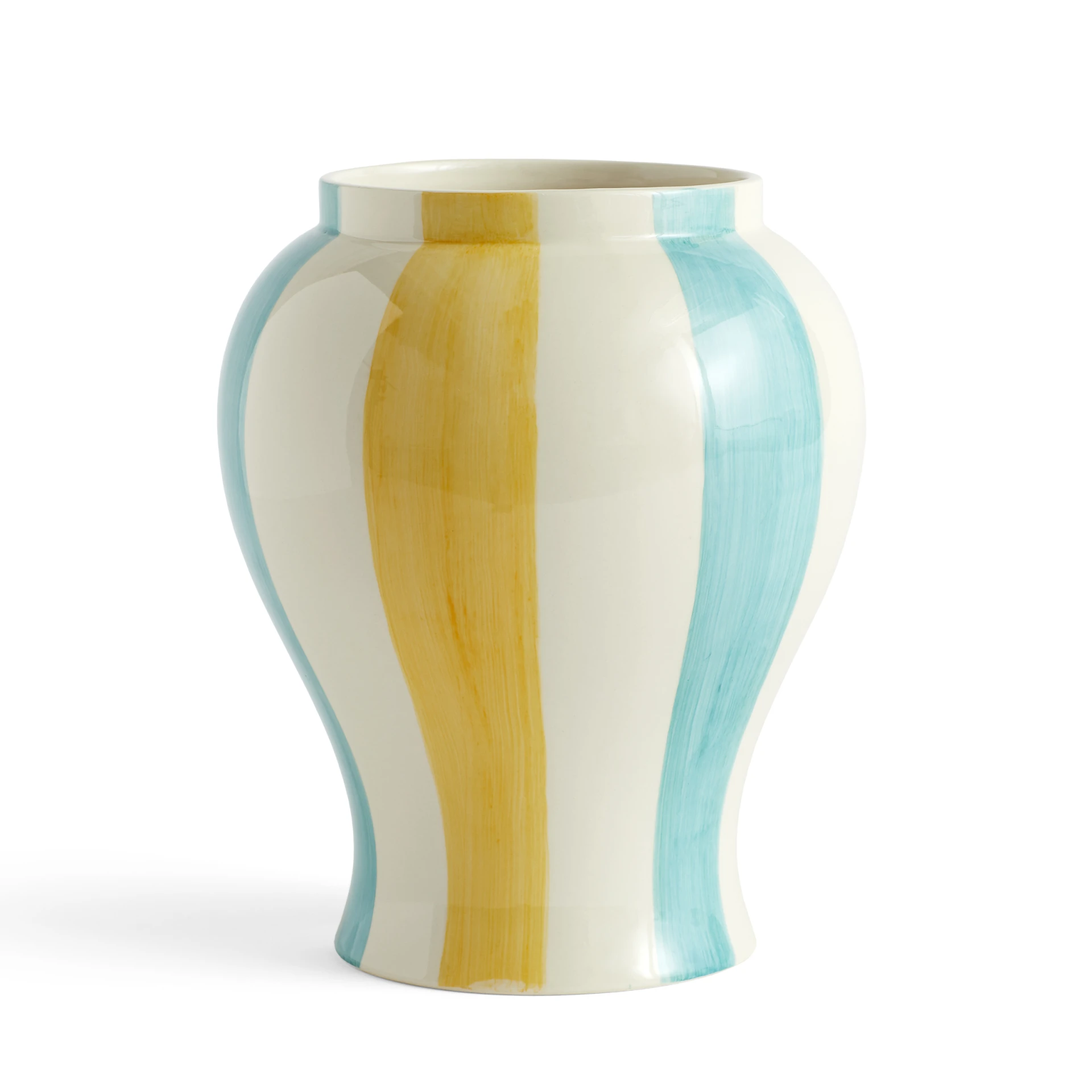 Sobremesa Stripe Vase L Green and yellow