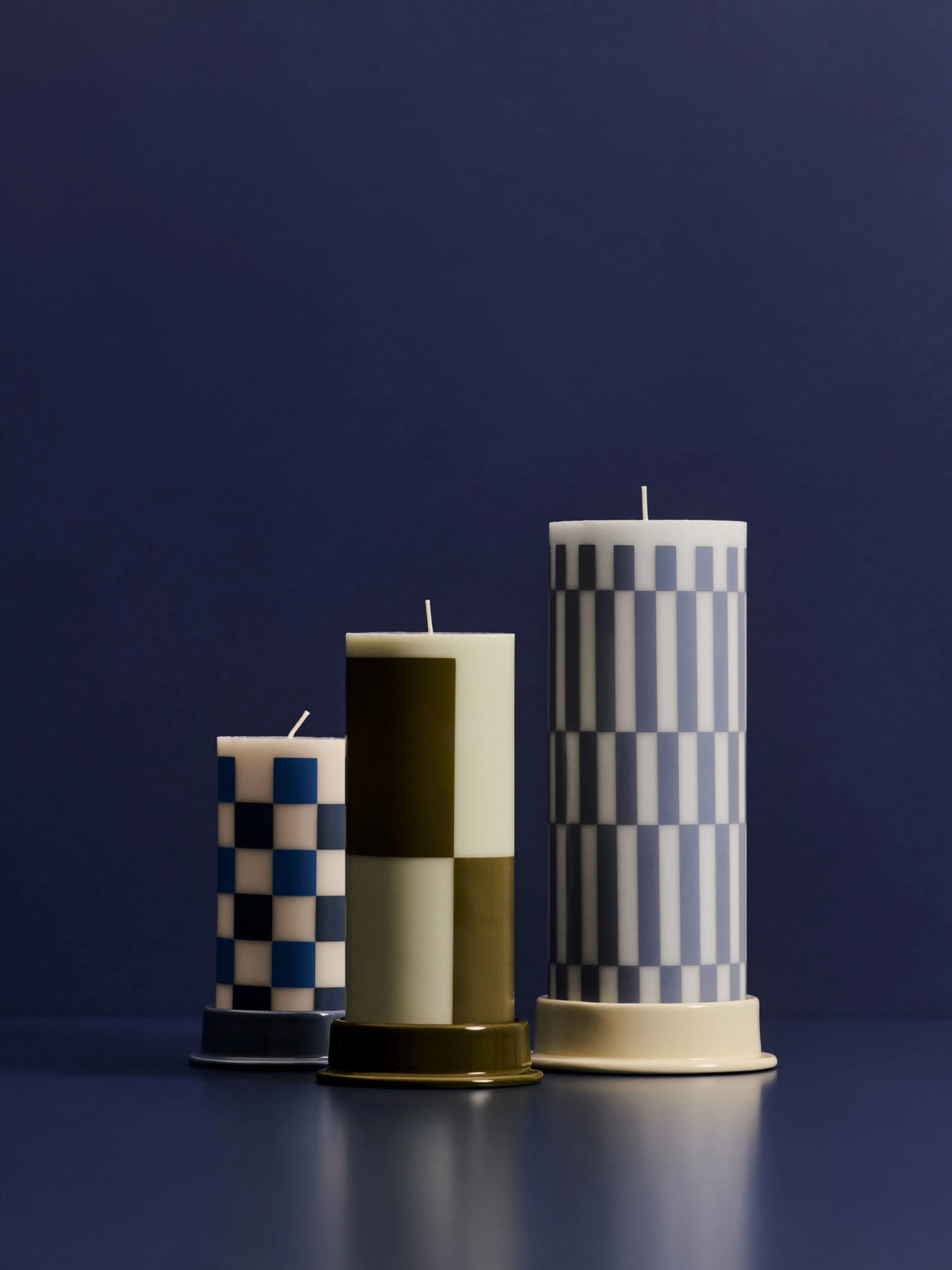 Column Candleholder Large Lime white