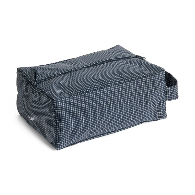 Grid Wash Bag Small Dark blue