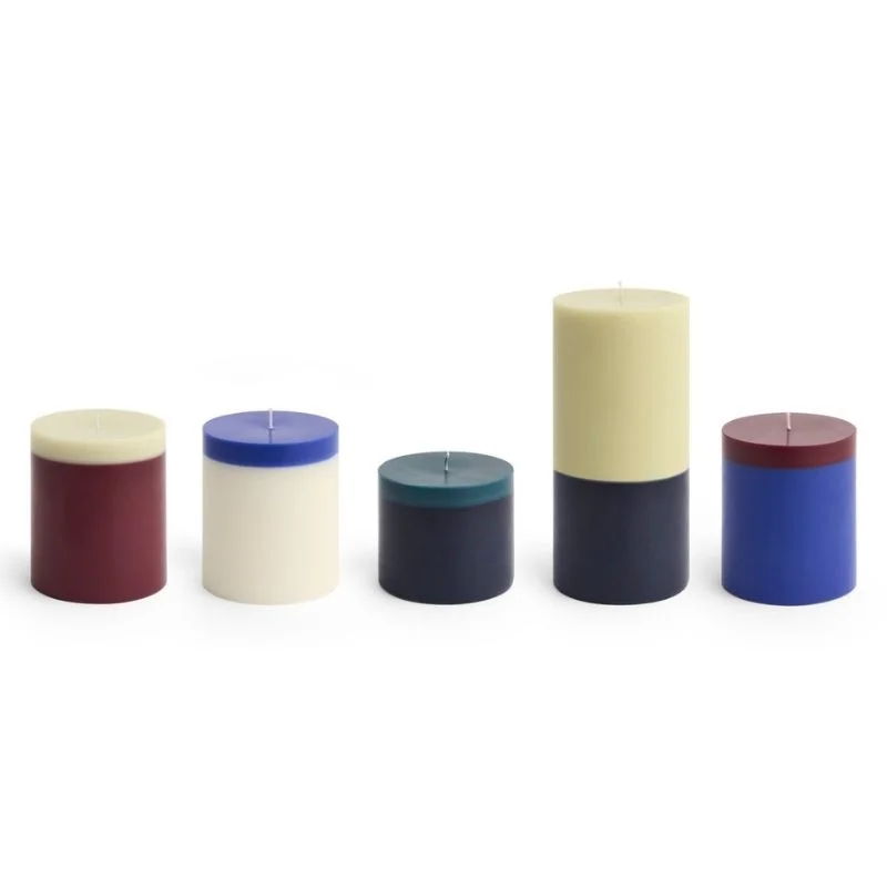 Silo Candle Medium Ivory and royal blue