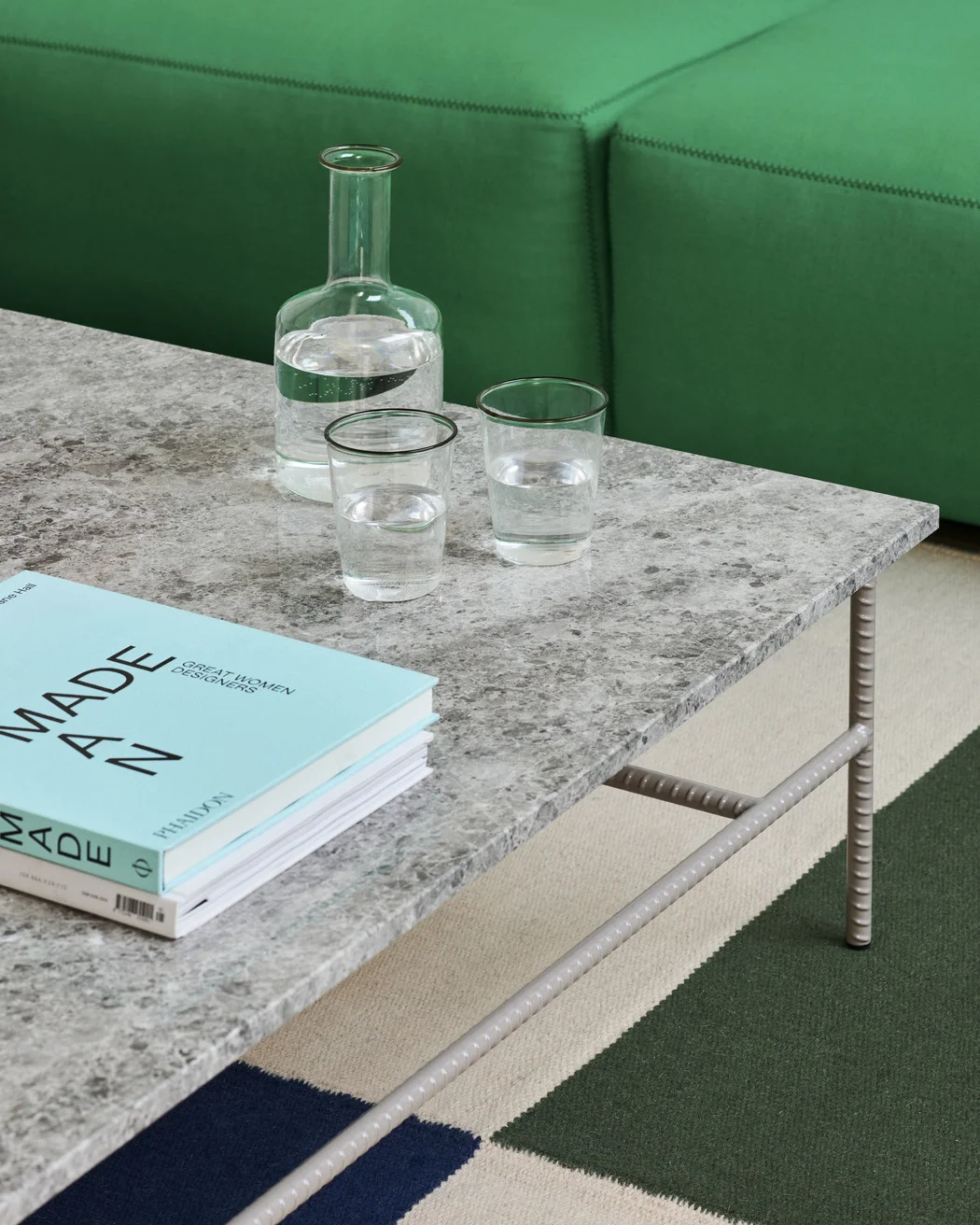 Rebar Square Coffee Table Fossil grey frame with Marble tabletop L80 x W84 x H33 
