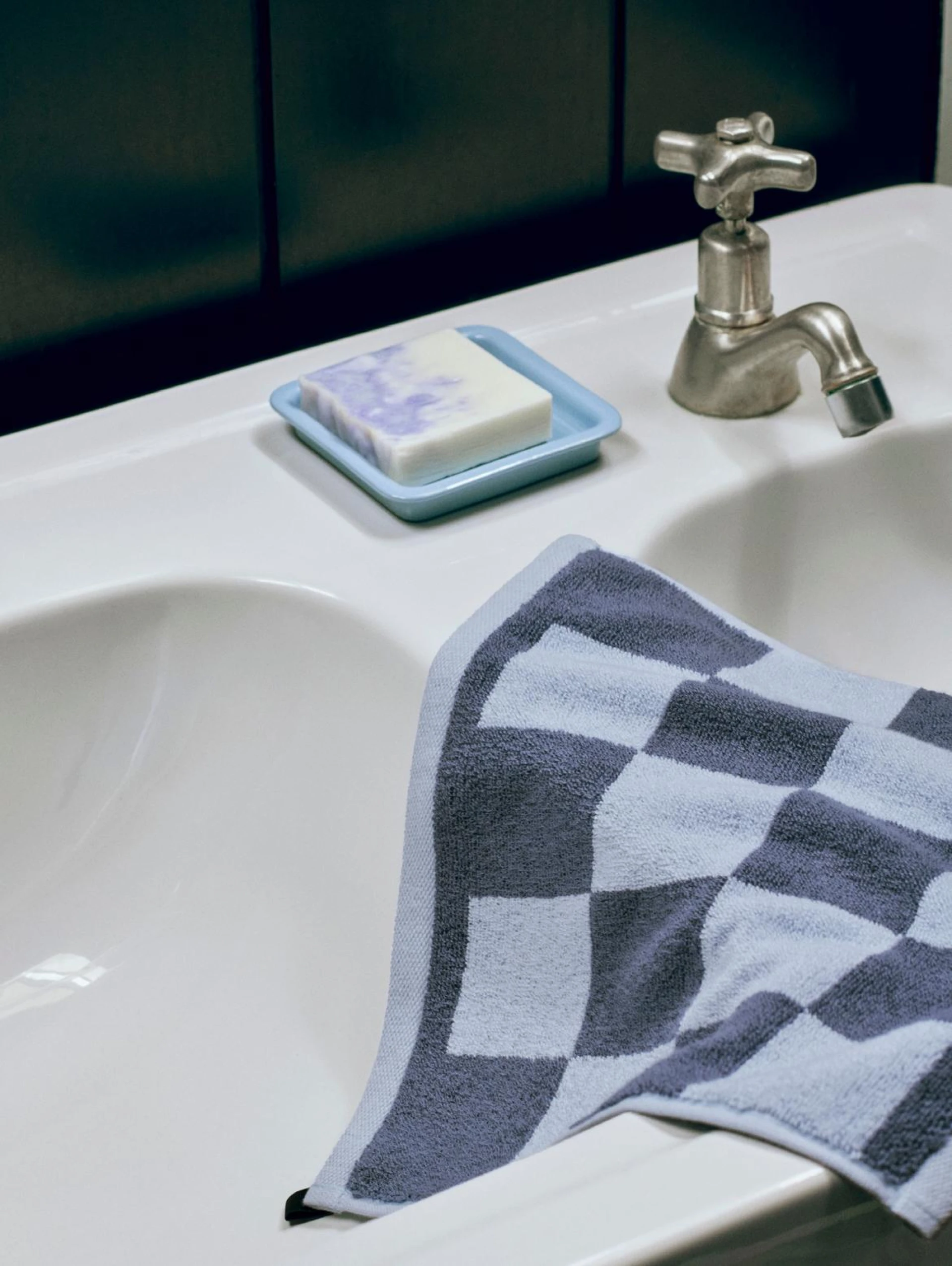 Check Wash Cloth Steel blue