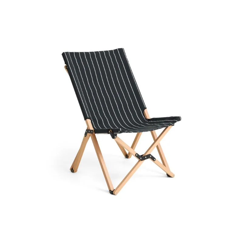 Outdoor Market Folding Chair Black beige stripe