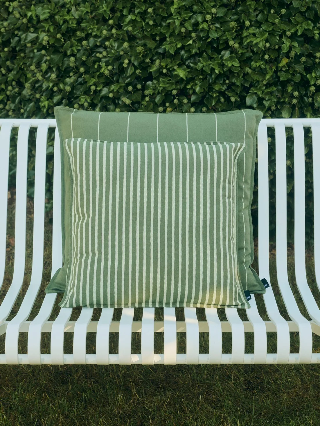 Terrazza Cushion 60 x 60 Olive narrow stripe