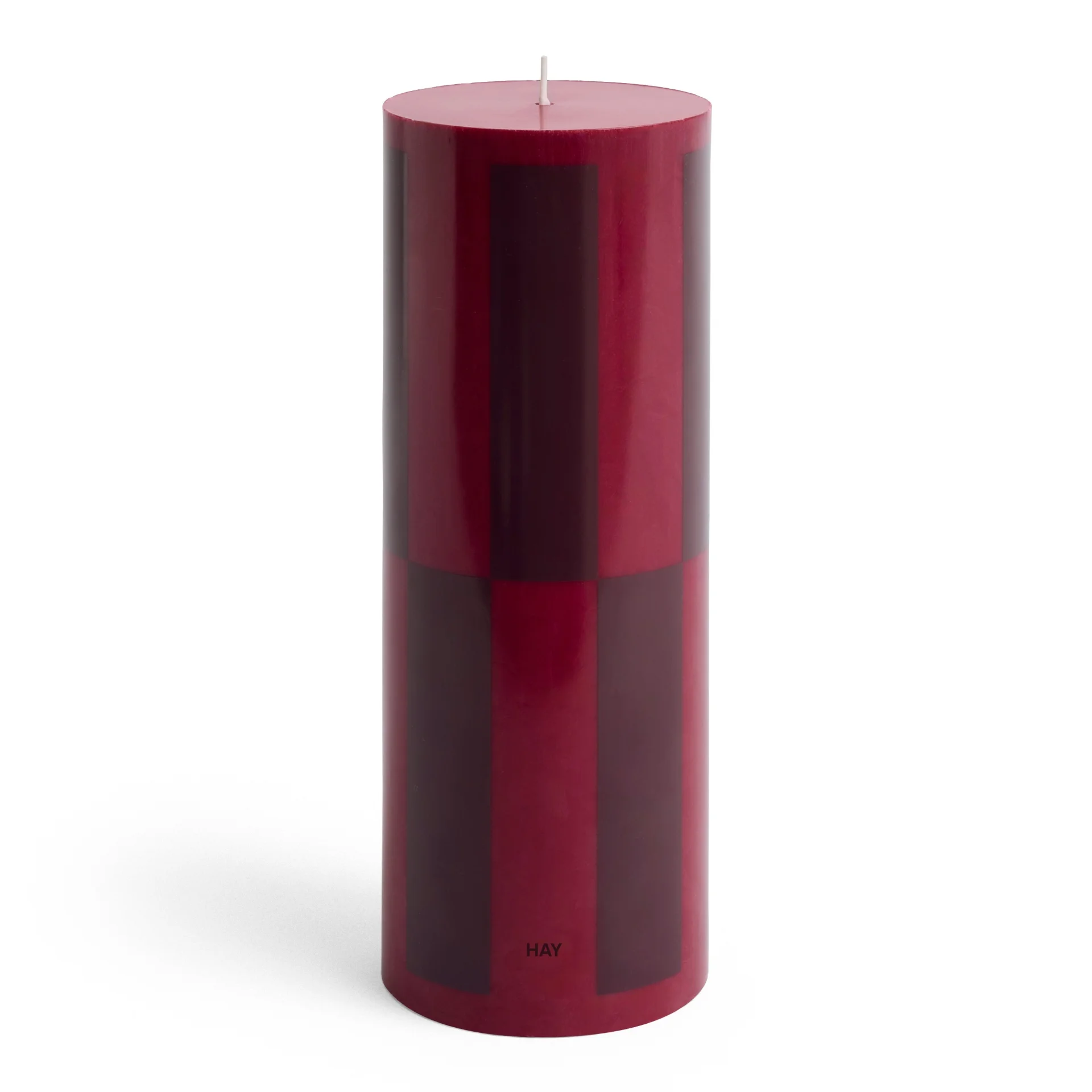 Column Candle Large Wine with bordeaux large check