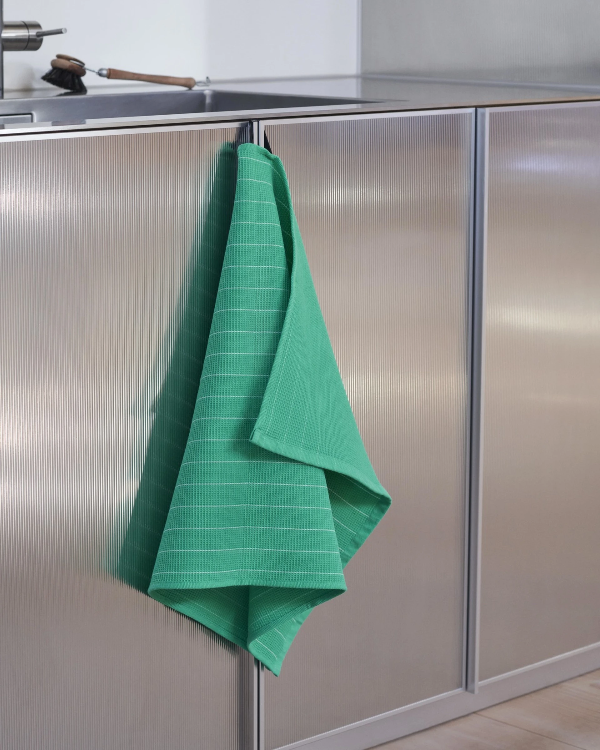 Canteen Tea Towel Emerald pinstripe 