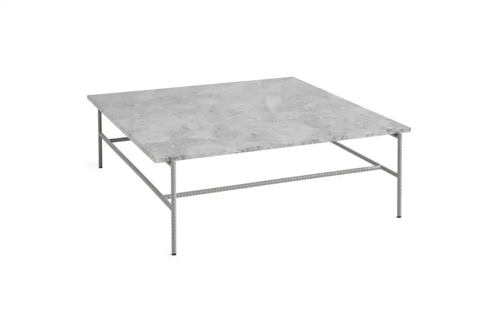 Rebar Square Coffee Table Fossil grey frame with Marble tabletop L80 x W84 x H33 OUTLET