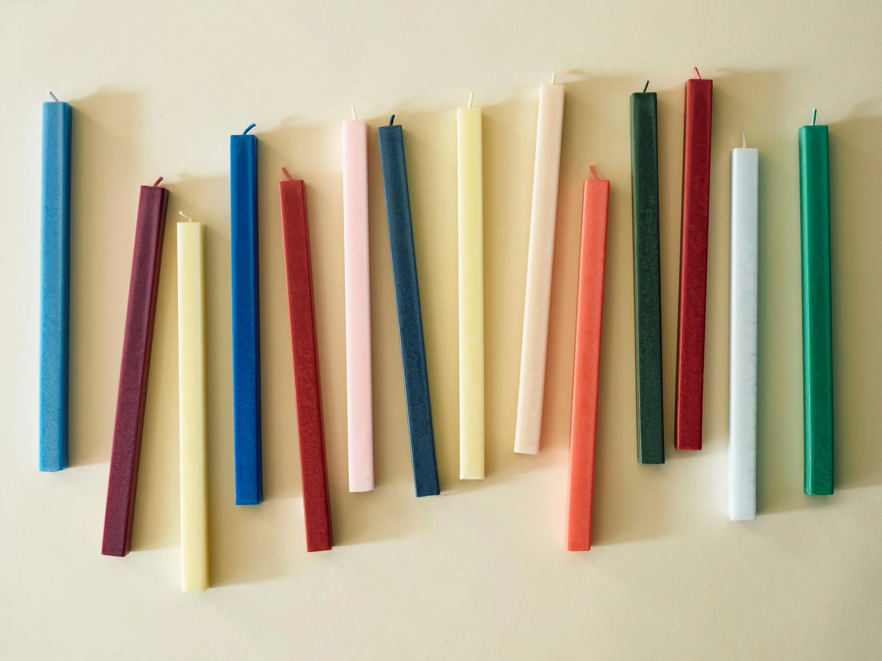 Square Candle Greens and whites, Set of 4