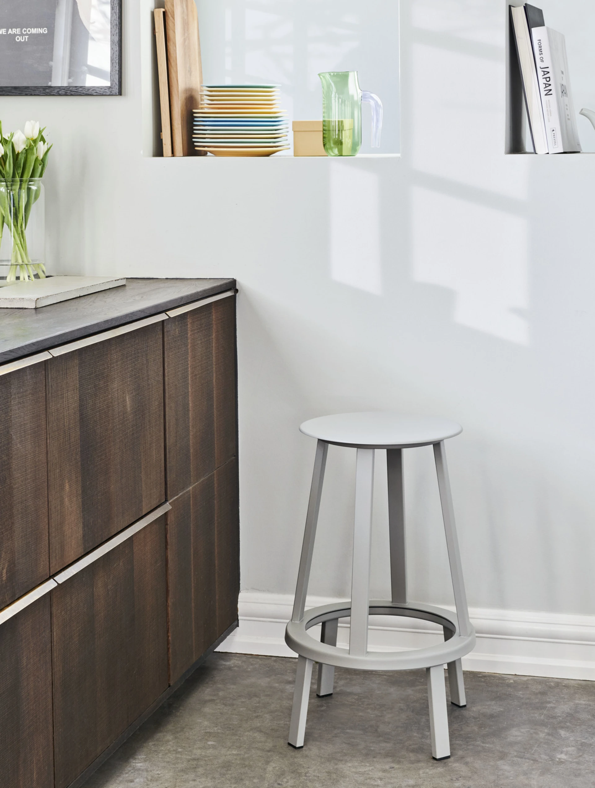 Revolver Bar Stool Low H65 Sky grey