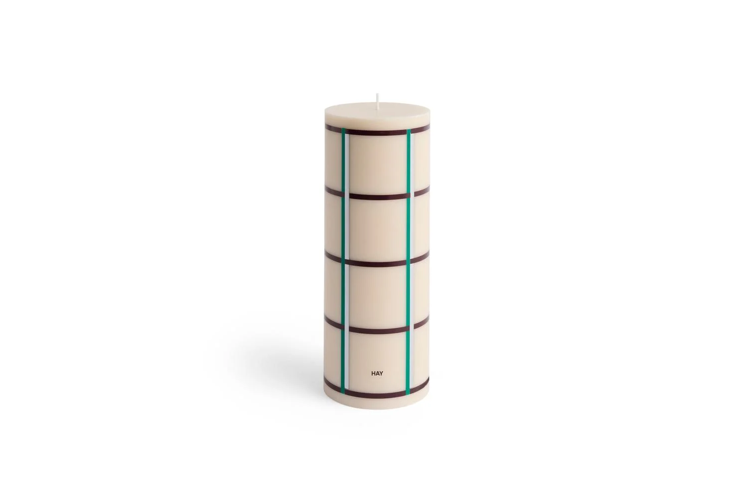 Column Candle Large Off-white, green bordeaux and silver