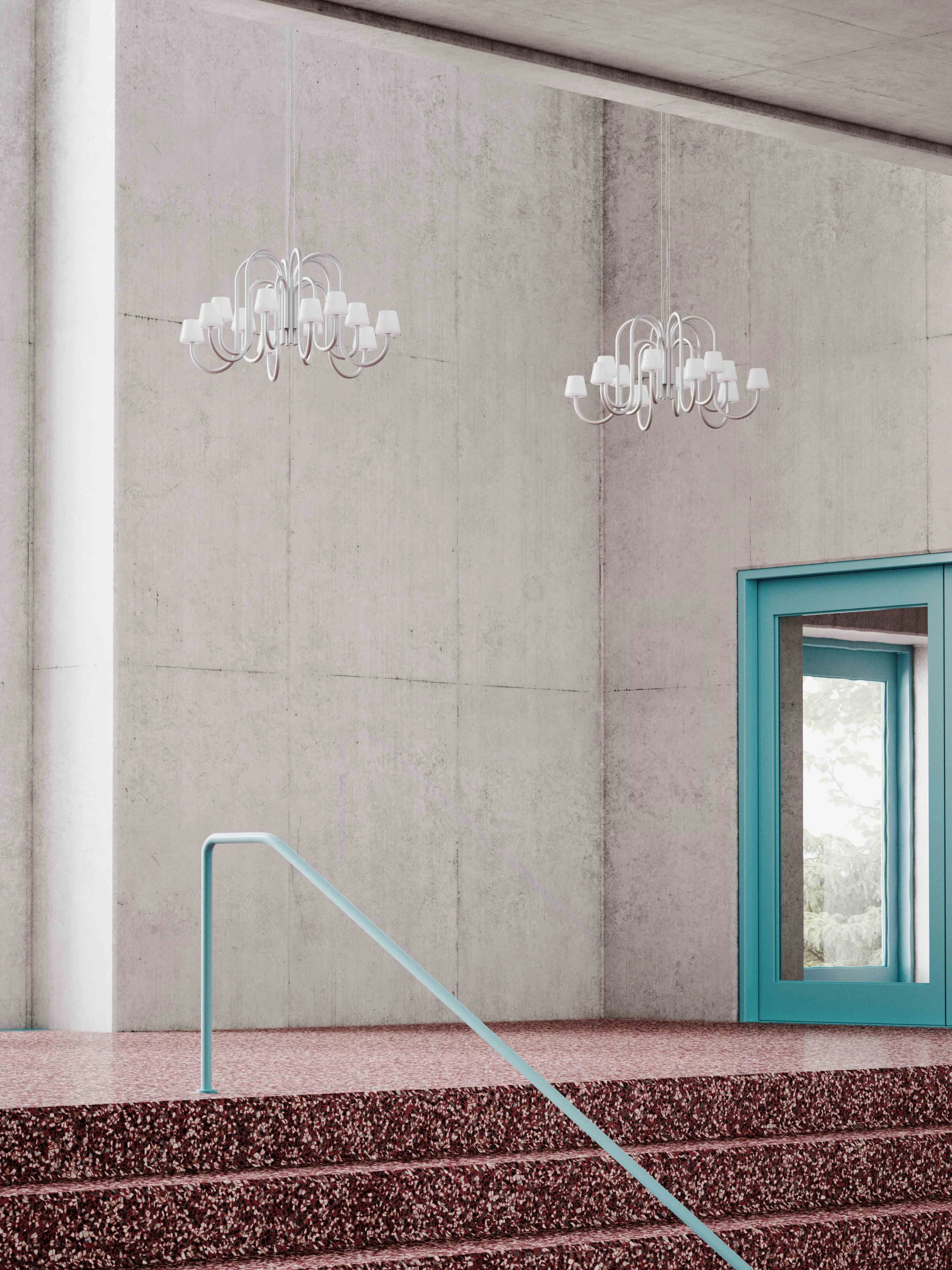 Apollo Chandelier 1065 White opal glass