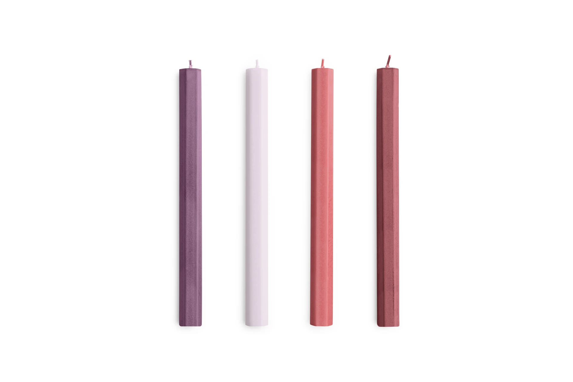 Hexagon Candle Reds and bordeaux, Set of 4