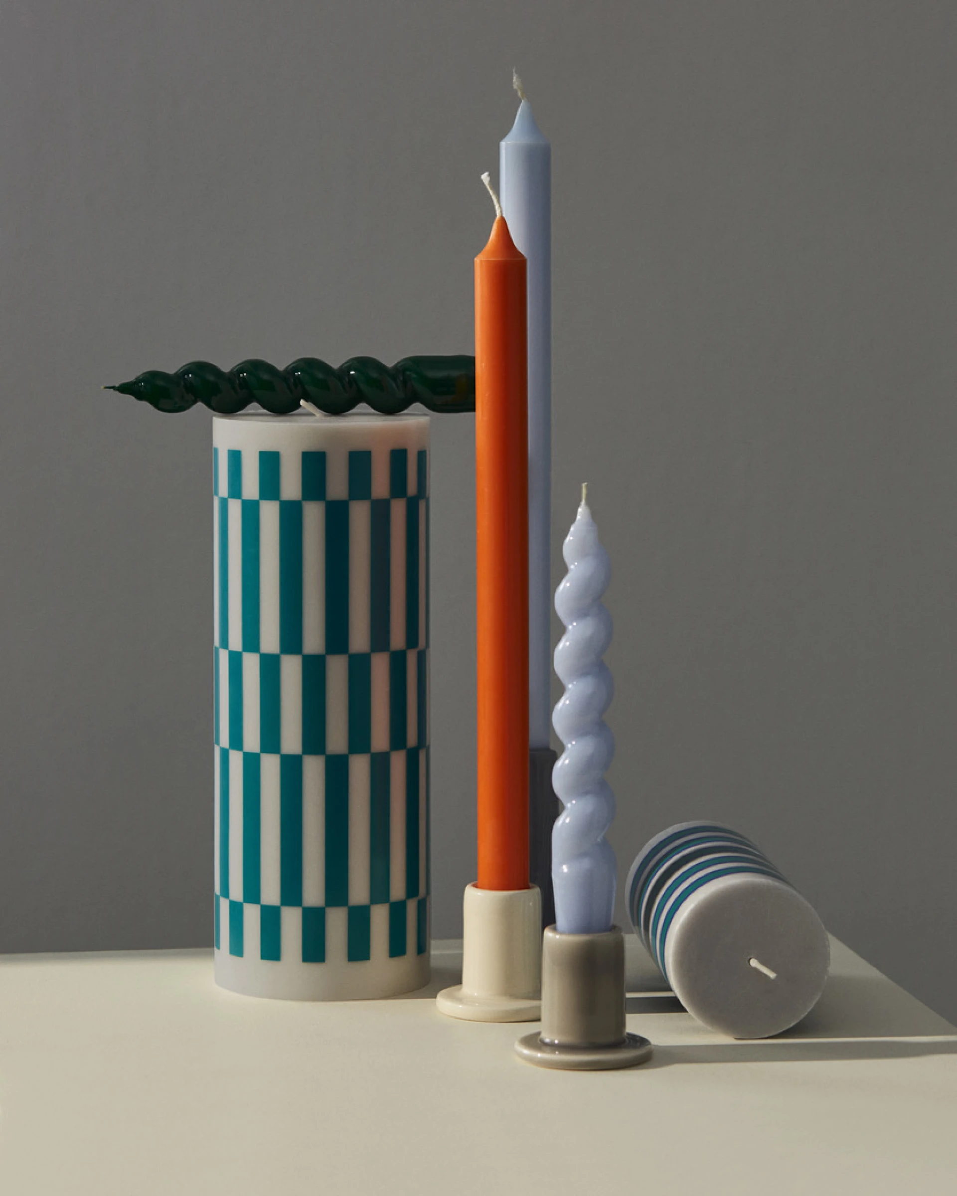 Column Candle Small Green and brown