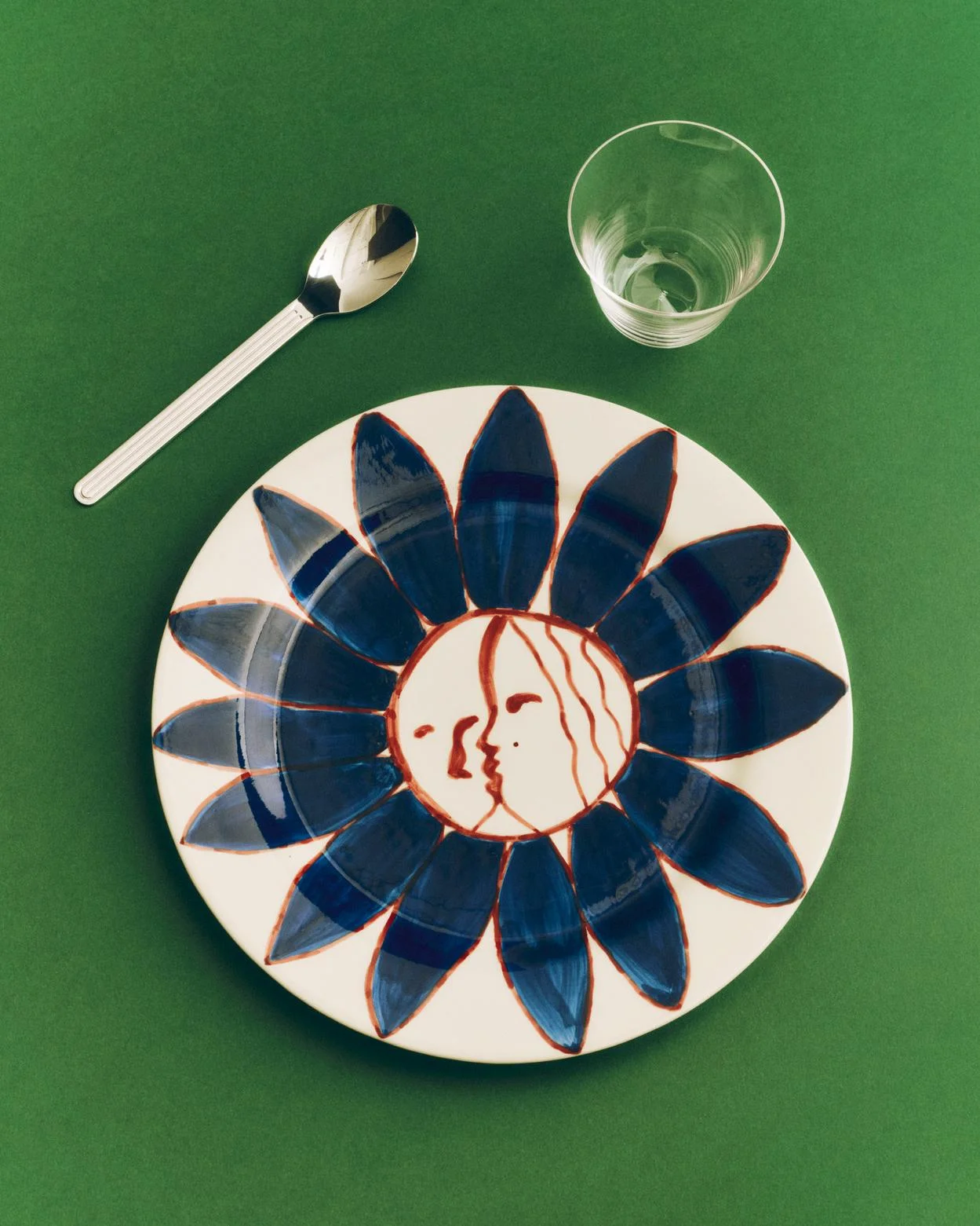 La Pittura Plate Ø28,5 Deep blue flower