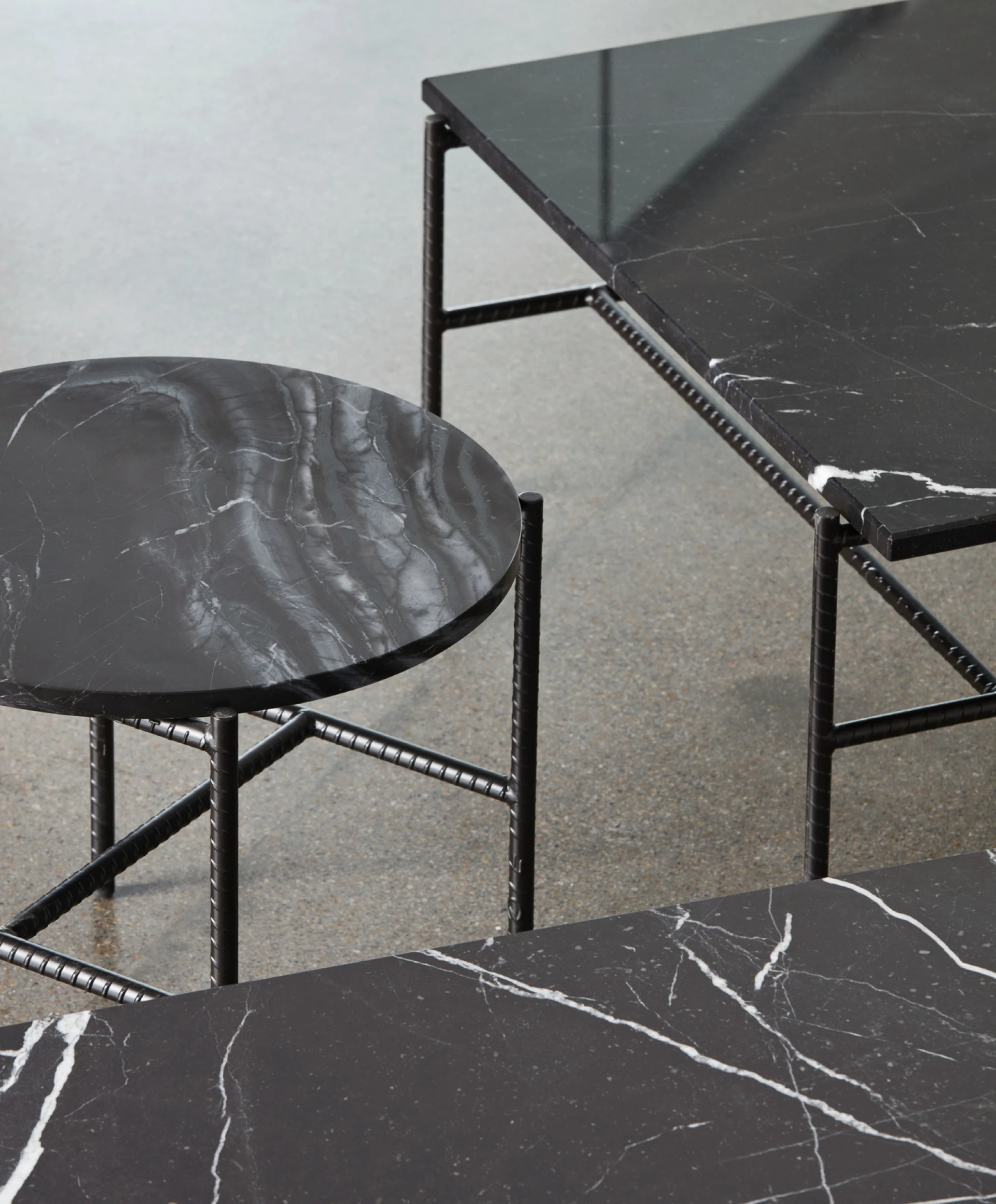 Rebar Rectangular Coffee Table Soft black frame with Marble tabletop L80 x W49 x H40.5 Rebar Rectangular Coffee Table Soft black frame with Marble tabletop L80 x W49 x H40.5