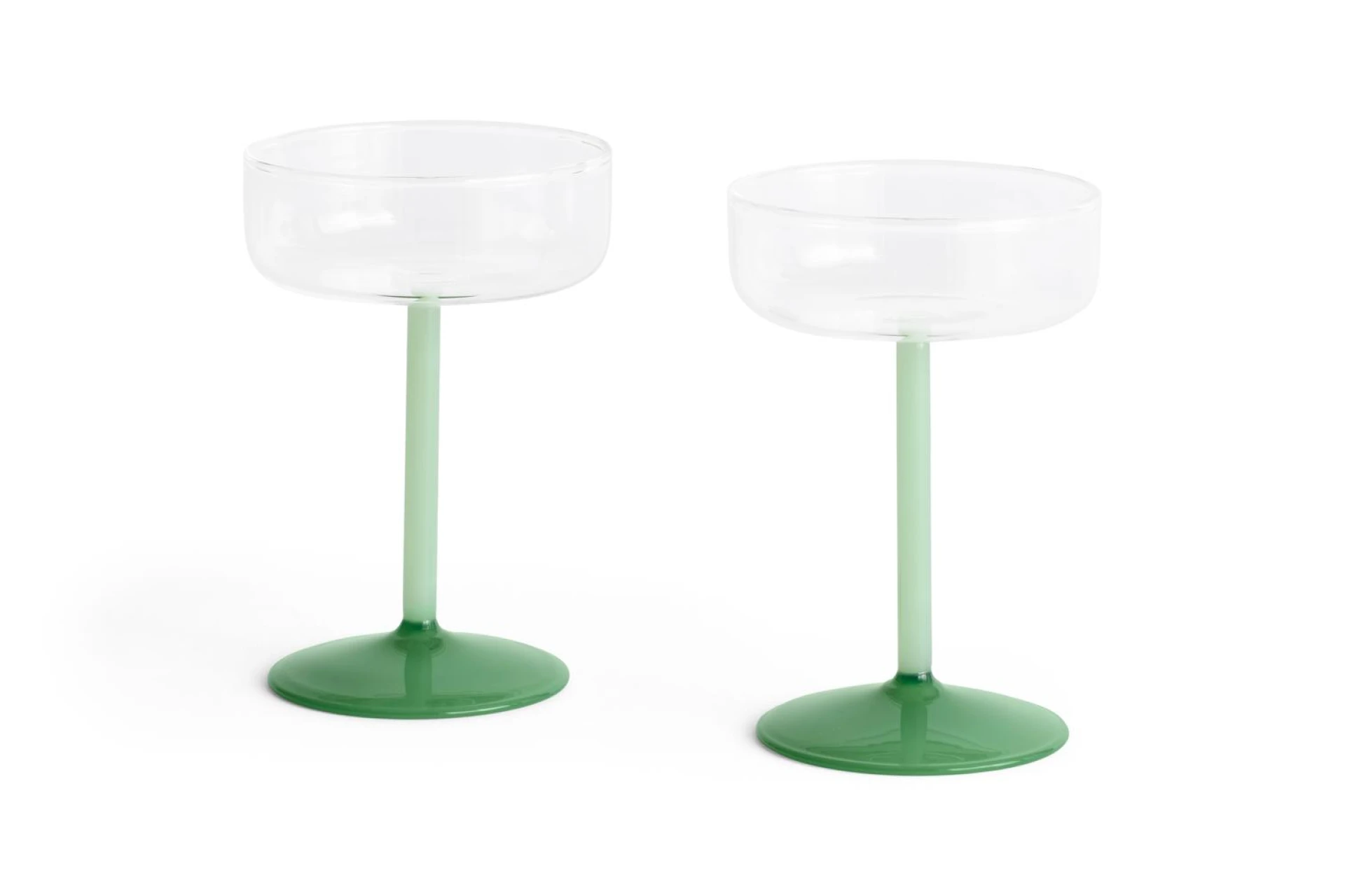 Tint Coupe Glass Set of 2 Clear, jade light green and jade dark green