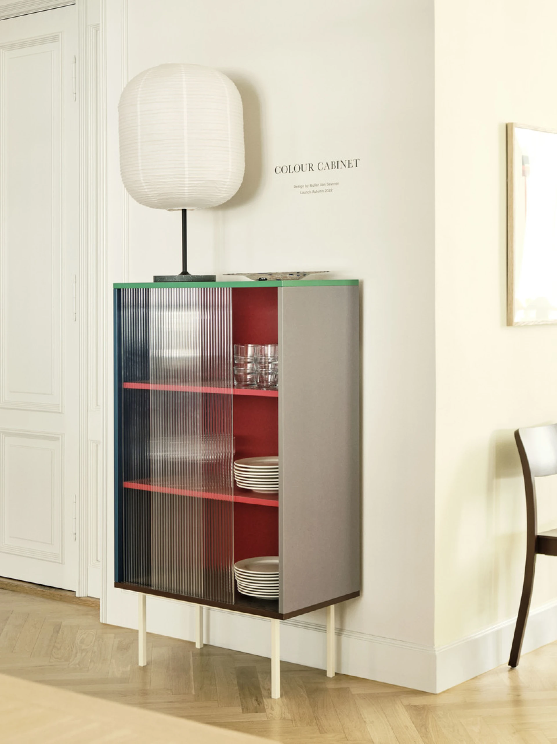 Colour Cabinet Tall Multi w. Glass doors
