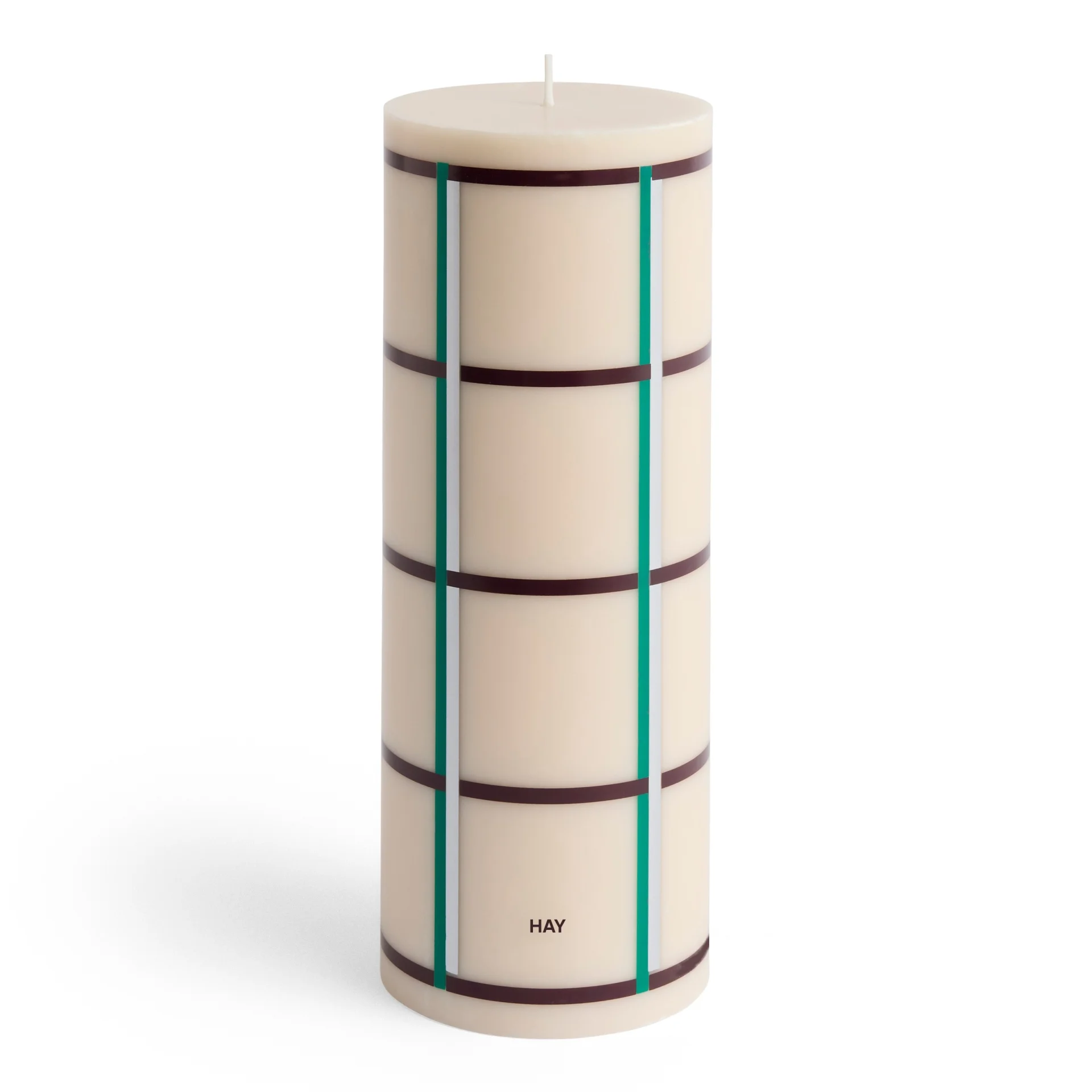 Column Candle Large Off-white, green bordeaux and silver