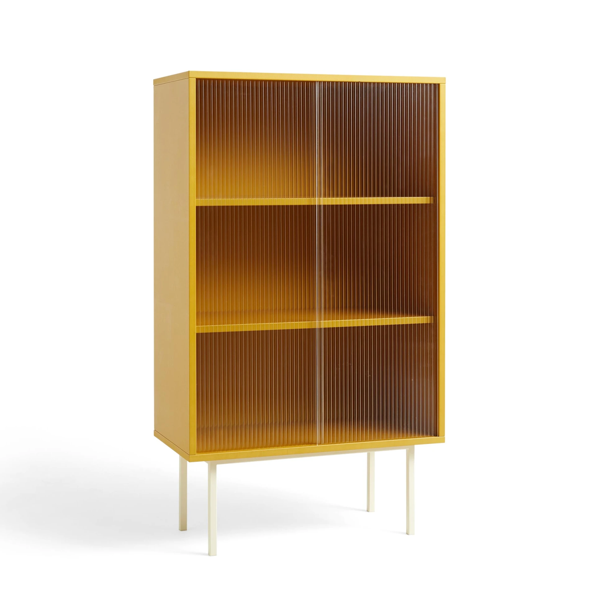 Colour Cabinet Tall Yellow w. Glass doors