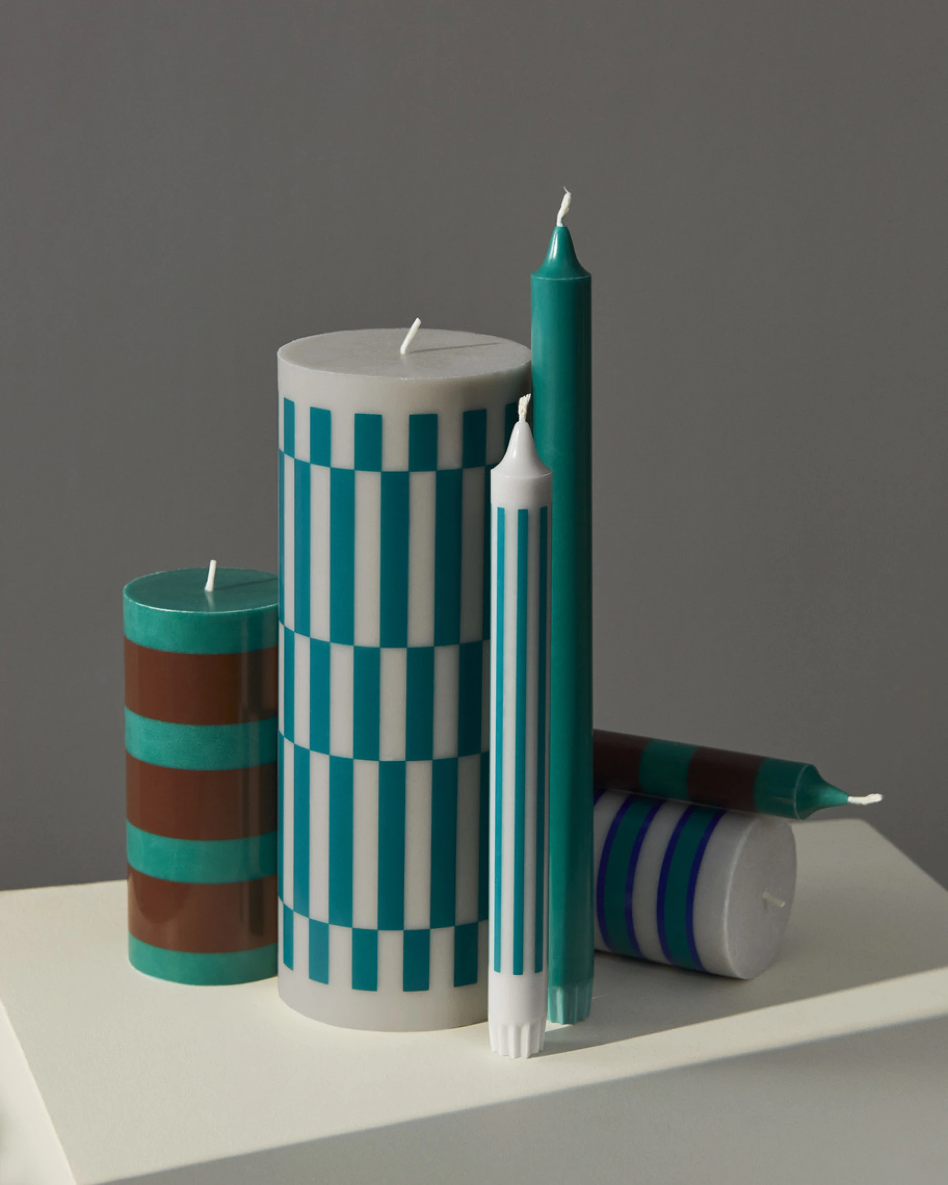Column Candle Small Green and brown