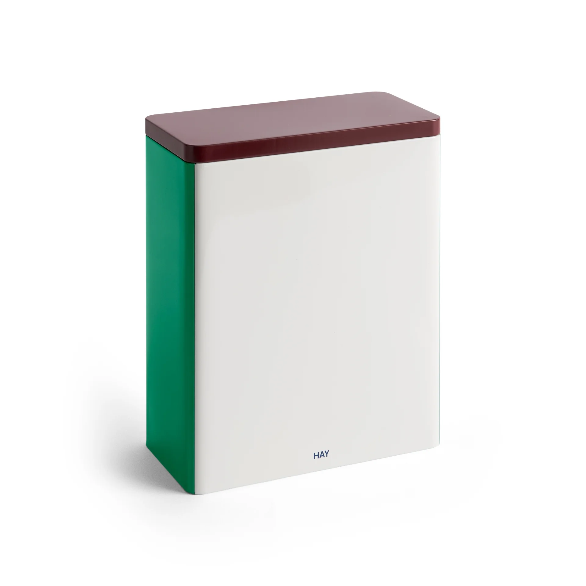 Tin Container X-Large Off-White, burgundy and green