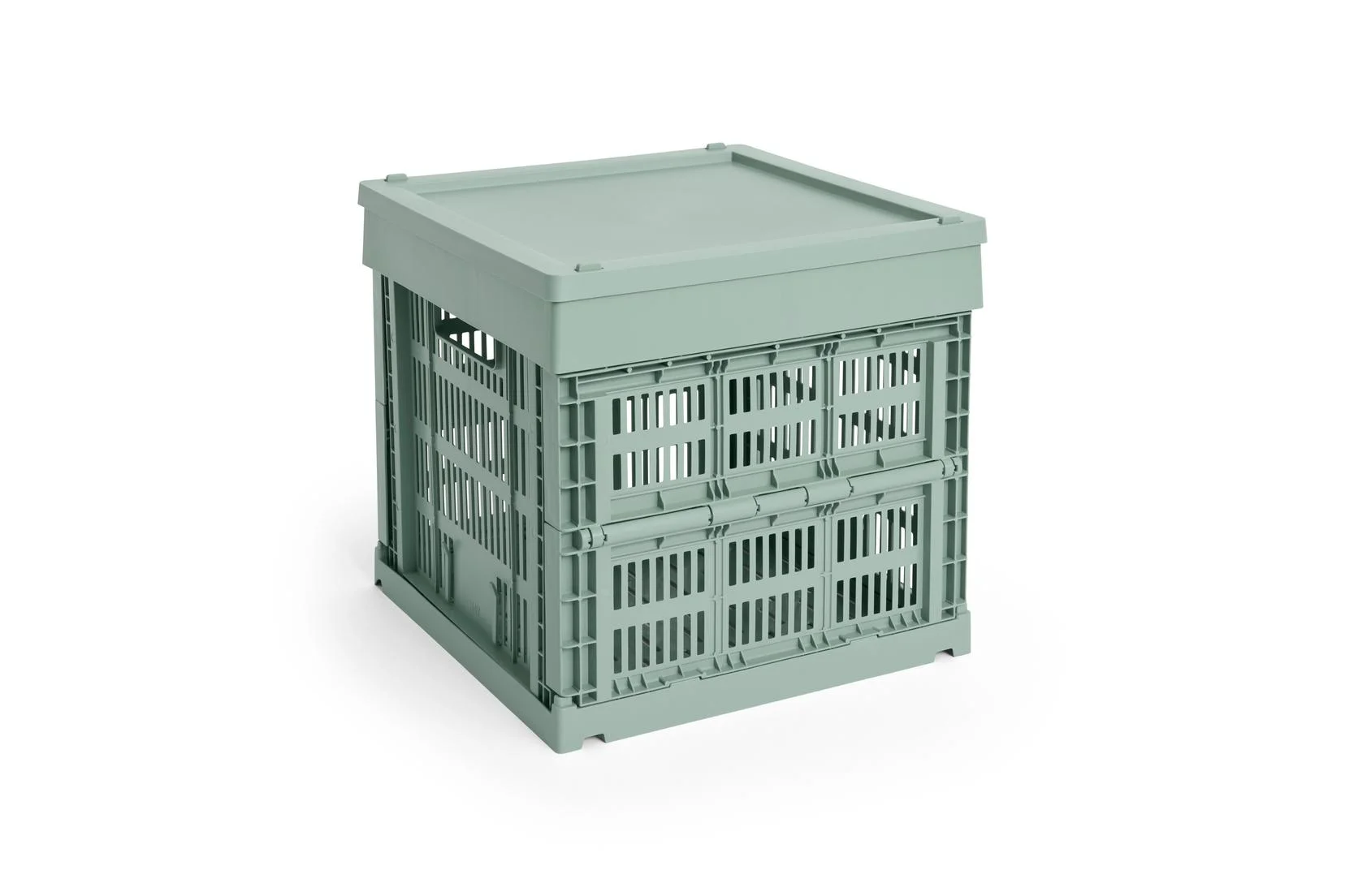 HAY Colour Crate Lid Plastic Medium Square/Cube Sage green