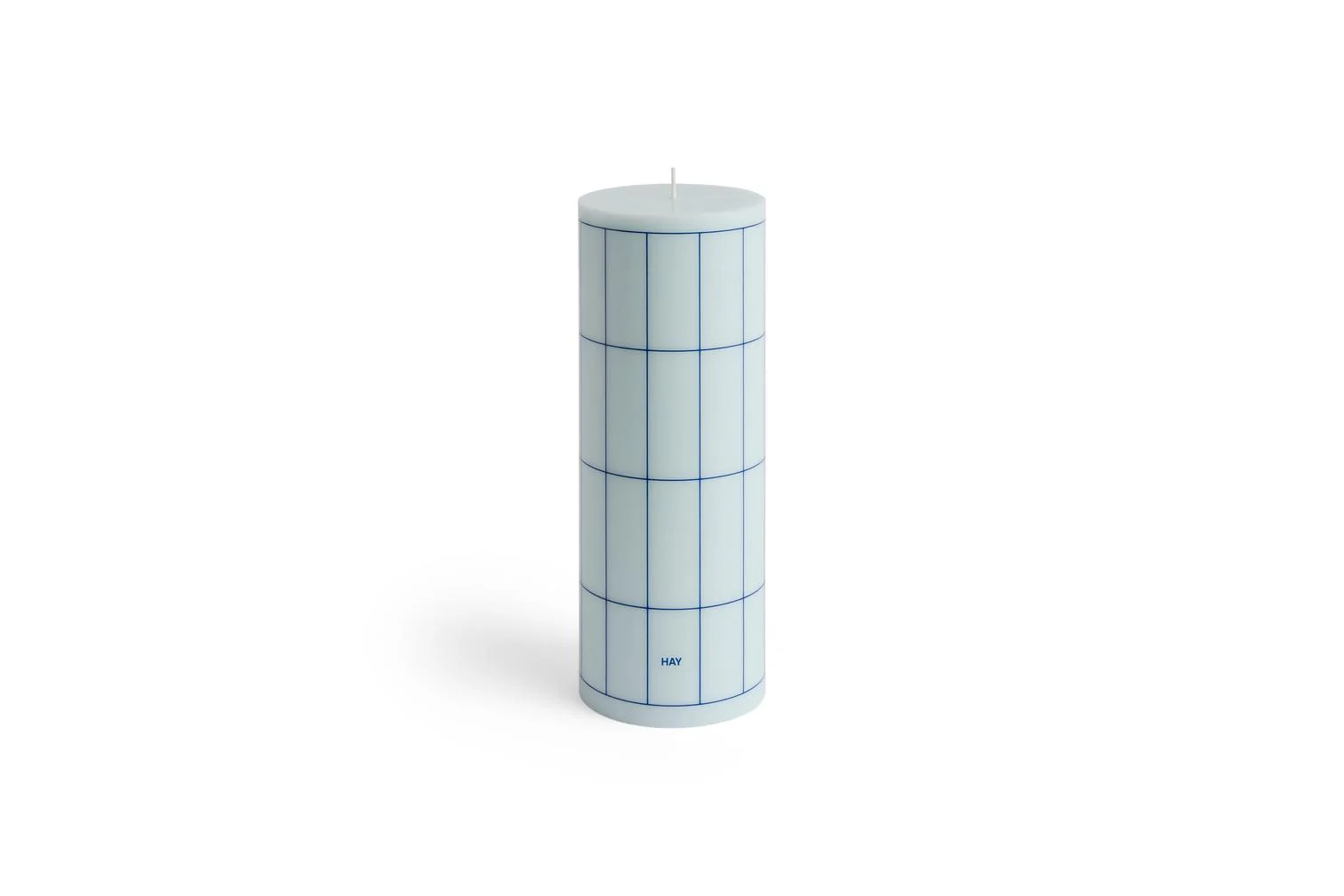 Column Candle Large Light blue with blue grid check