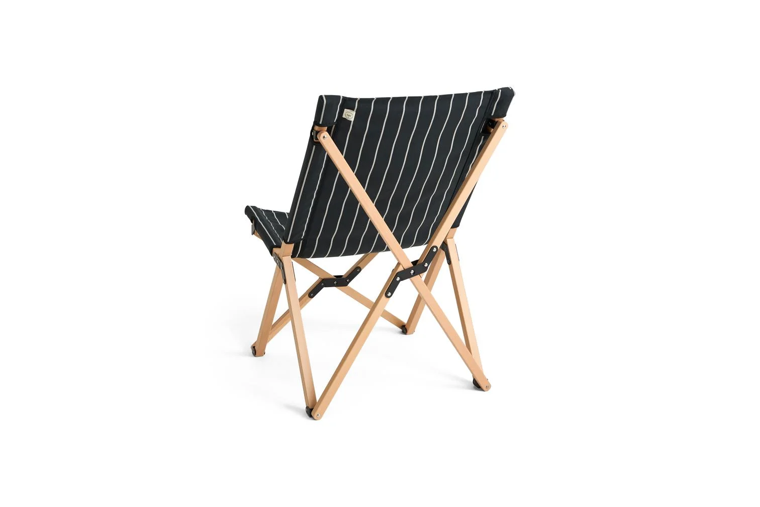 Outdoor Market Folding Chair Black beige stripe