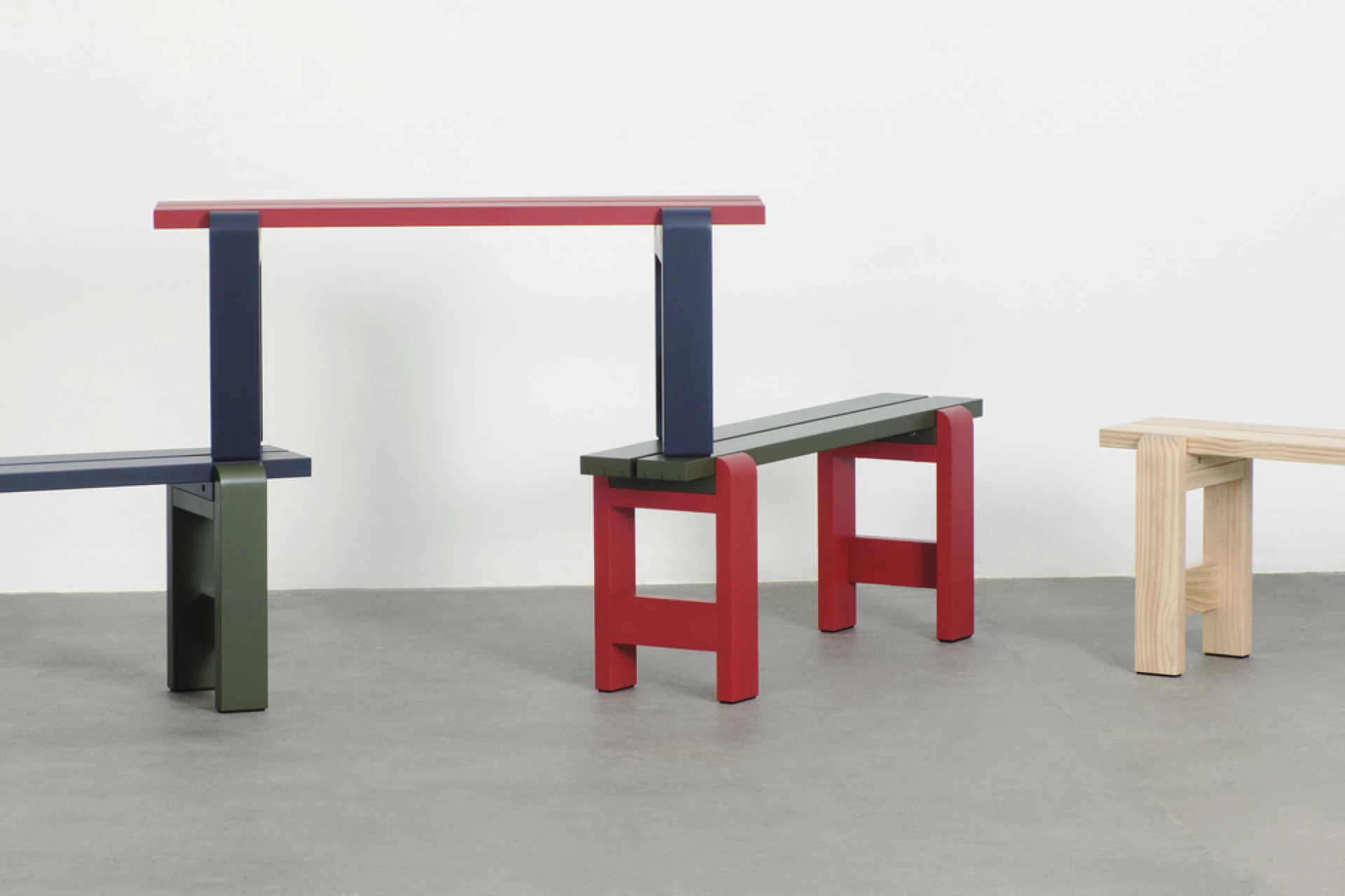 Weekday Bench Duo Wine red, Steel blue