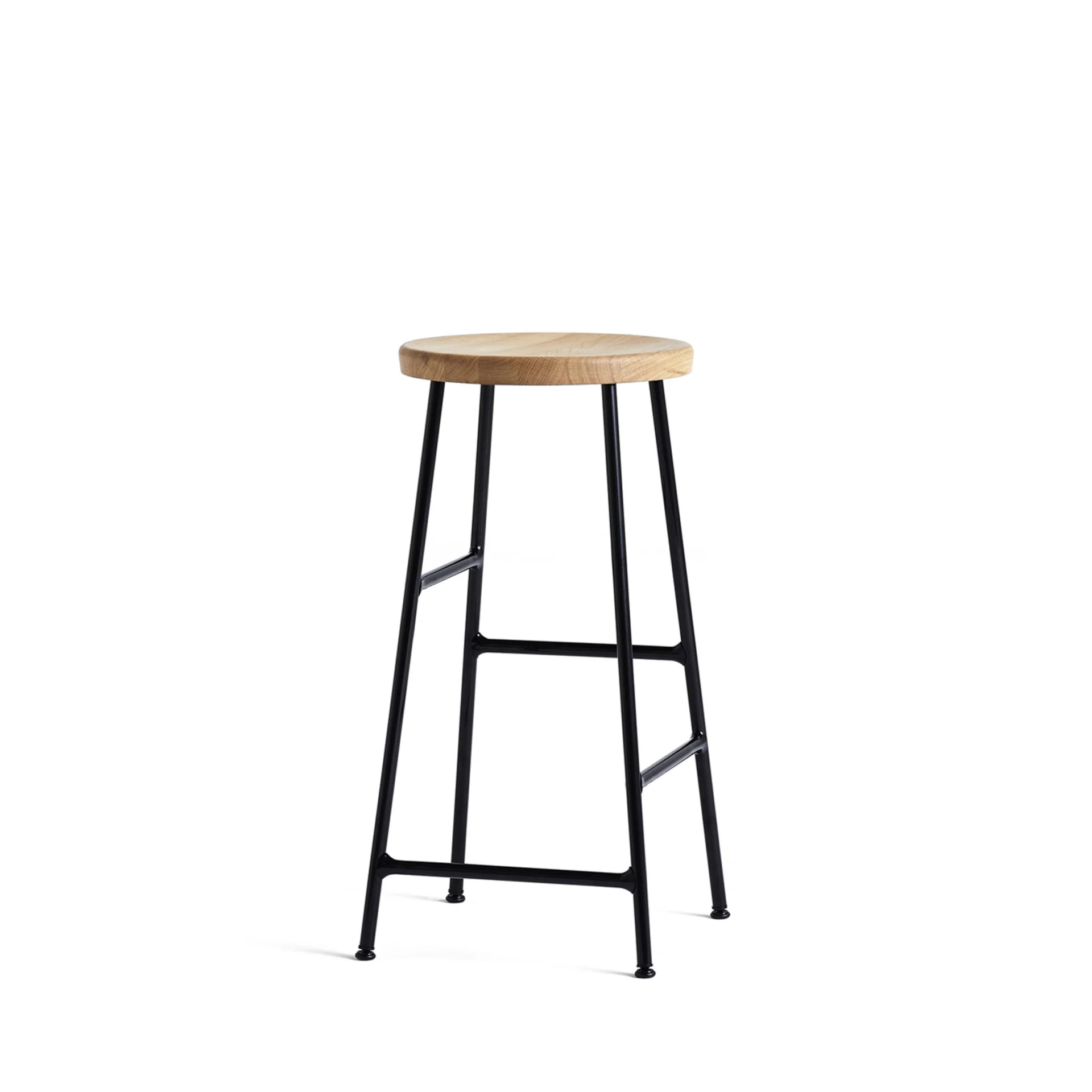 Cornet Bar Stool 65H Black base Oak seat set of 2 OUTLET