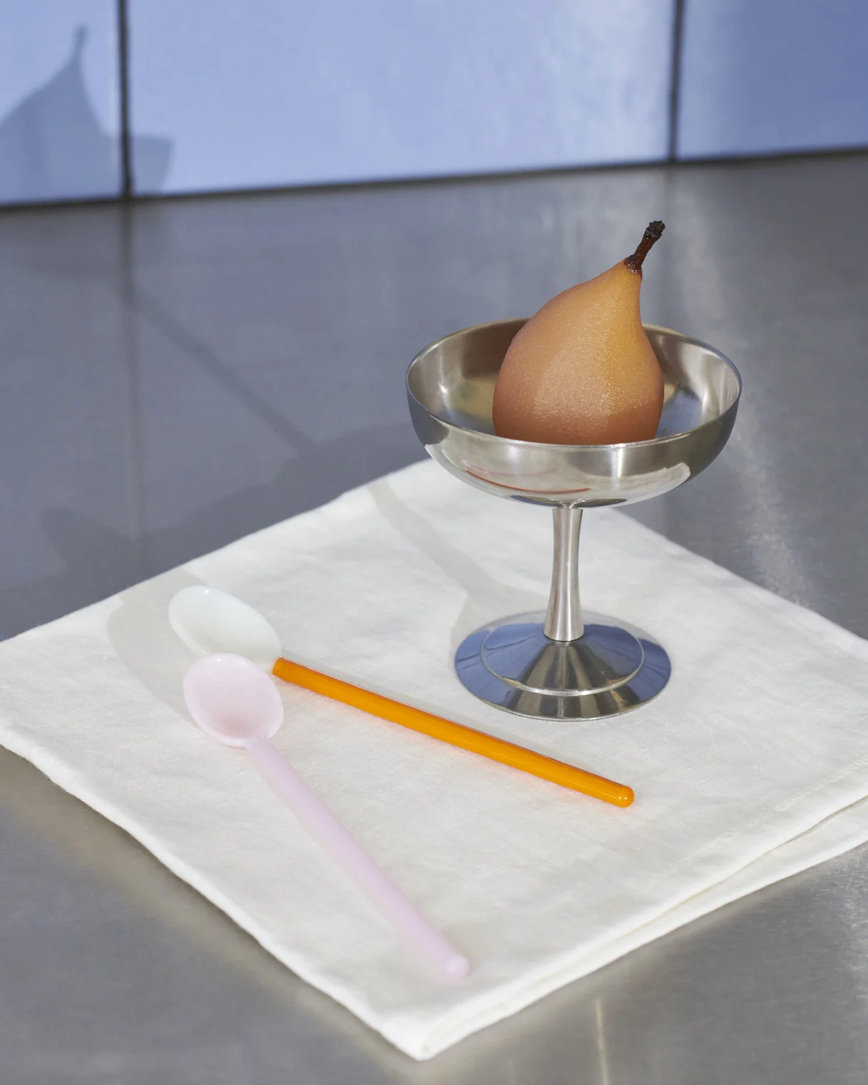 Glass Spoons Round Set of 2 Bright yellow and brown