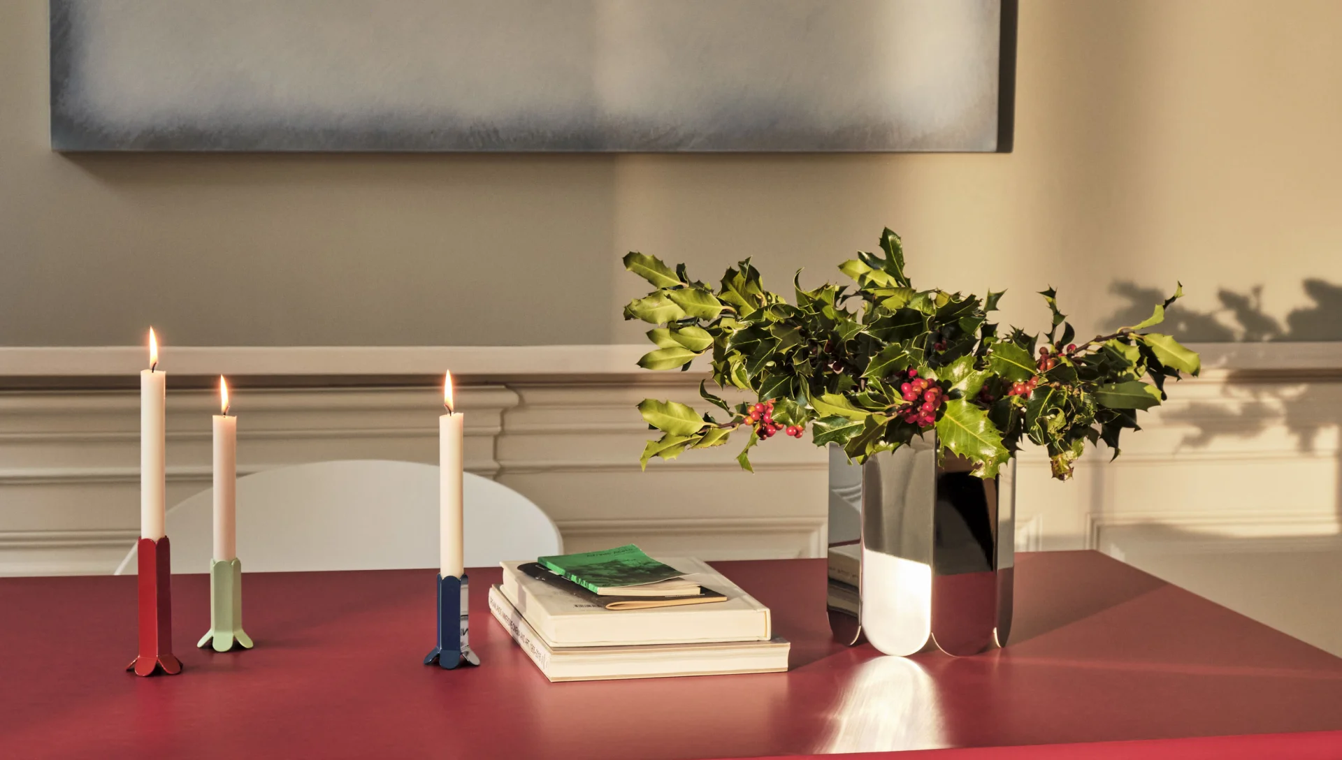 Arcs Candleholder L Red