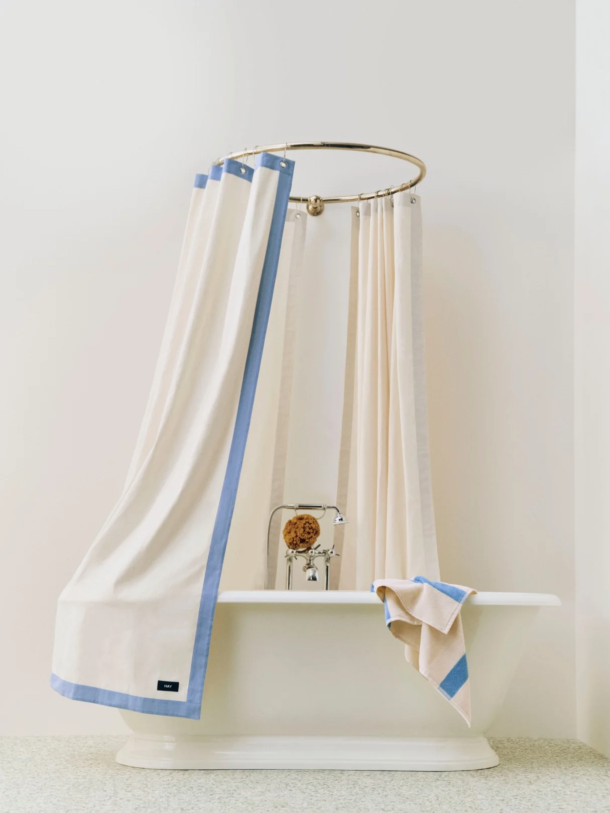 Outline Shower Curtain Cream and blue